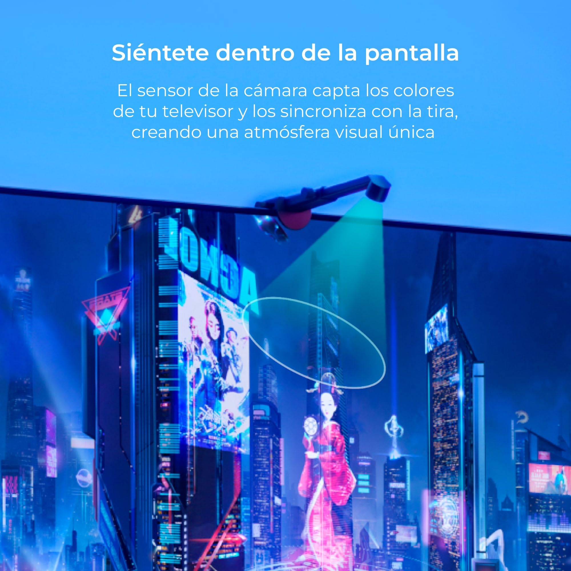 Tiras LED inteligentes para TV Ksix AmbiGlow, Sensor de color, TV 55 a 75