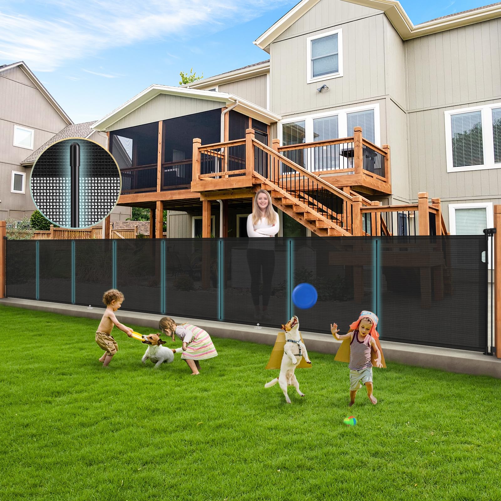 600cm Retractable Baby Gates Extra Wide, Upgraded 105cm Tall Retractable Stair Gate for Baby and Dog, Dog Gate Baby Gate for Stairways/Hallways/Indoor/Outdoor, Safety Stair gate for Kids