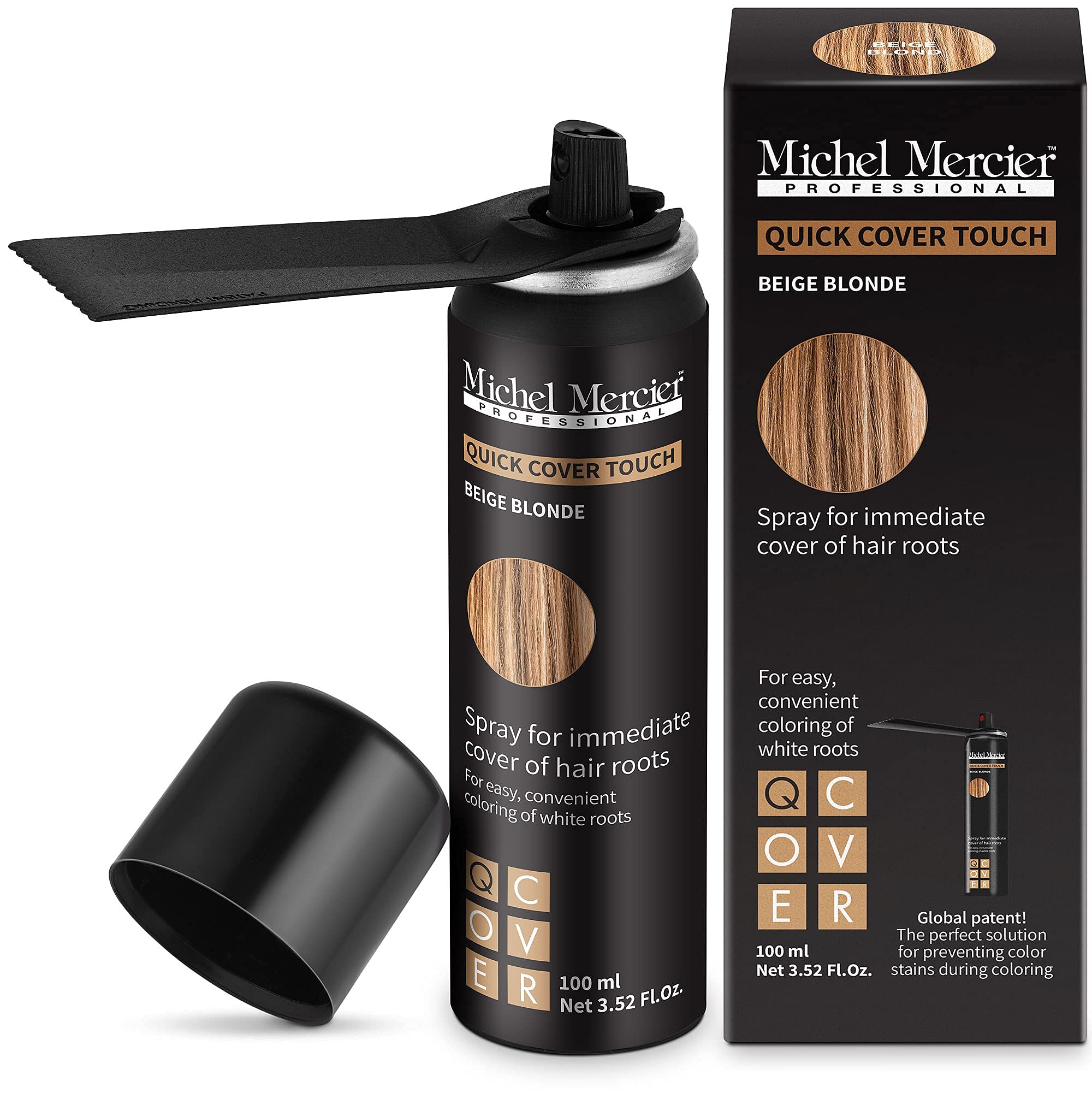 Michel Mercier Hair Root Touch Up Spray with Unique Applicator, Protects Hairline and Scalp Health, Fast and Easy Grey Hair Cover Up Concealer for Women and Men, Instant Gray Coverage (Beige Blonde)