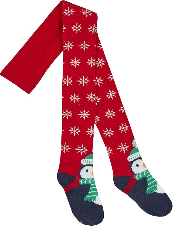 Kids Girls Xmas Christmas Design Cotton Rich Tights Red 78 Amazon.co