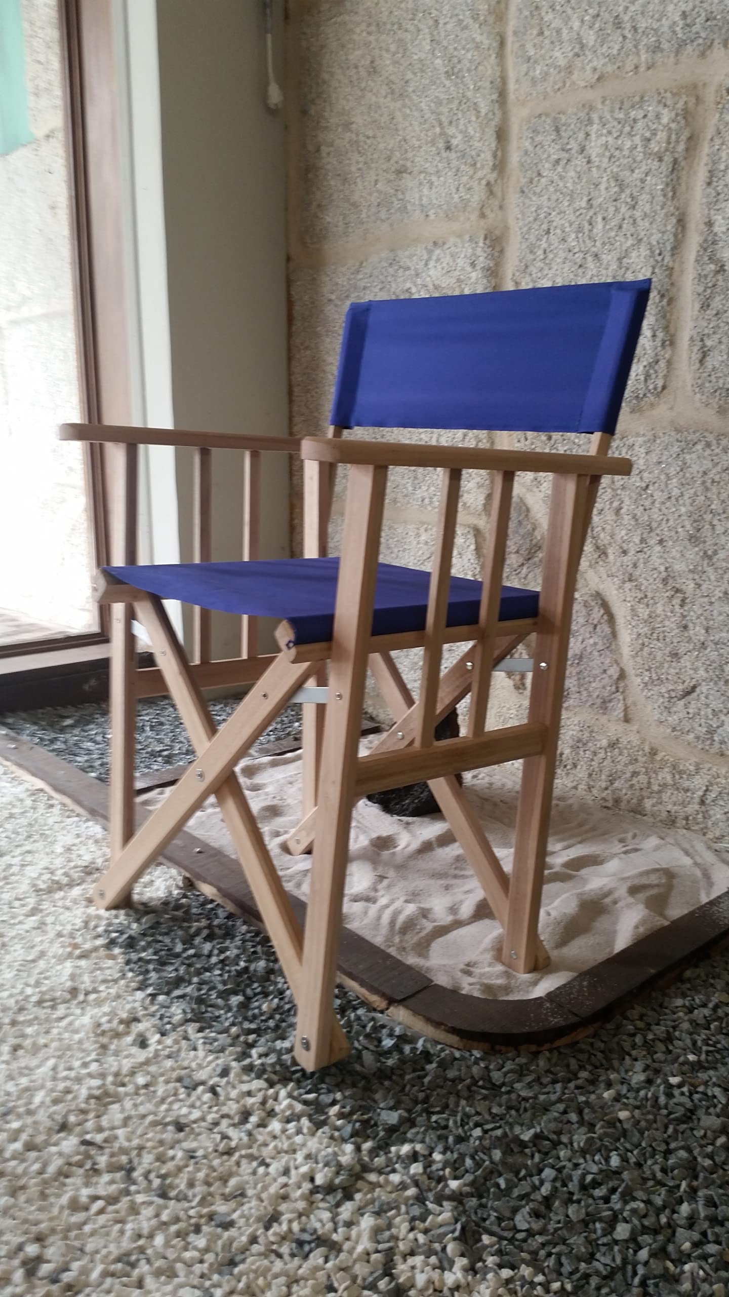 Genérico Lapergarden Silla Director Plegable De Madera sin Tratar con Loneta De Color (Azul)