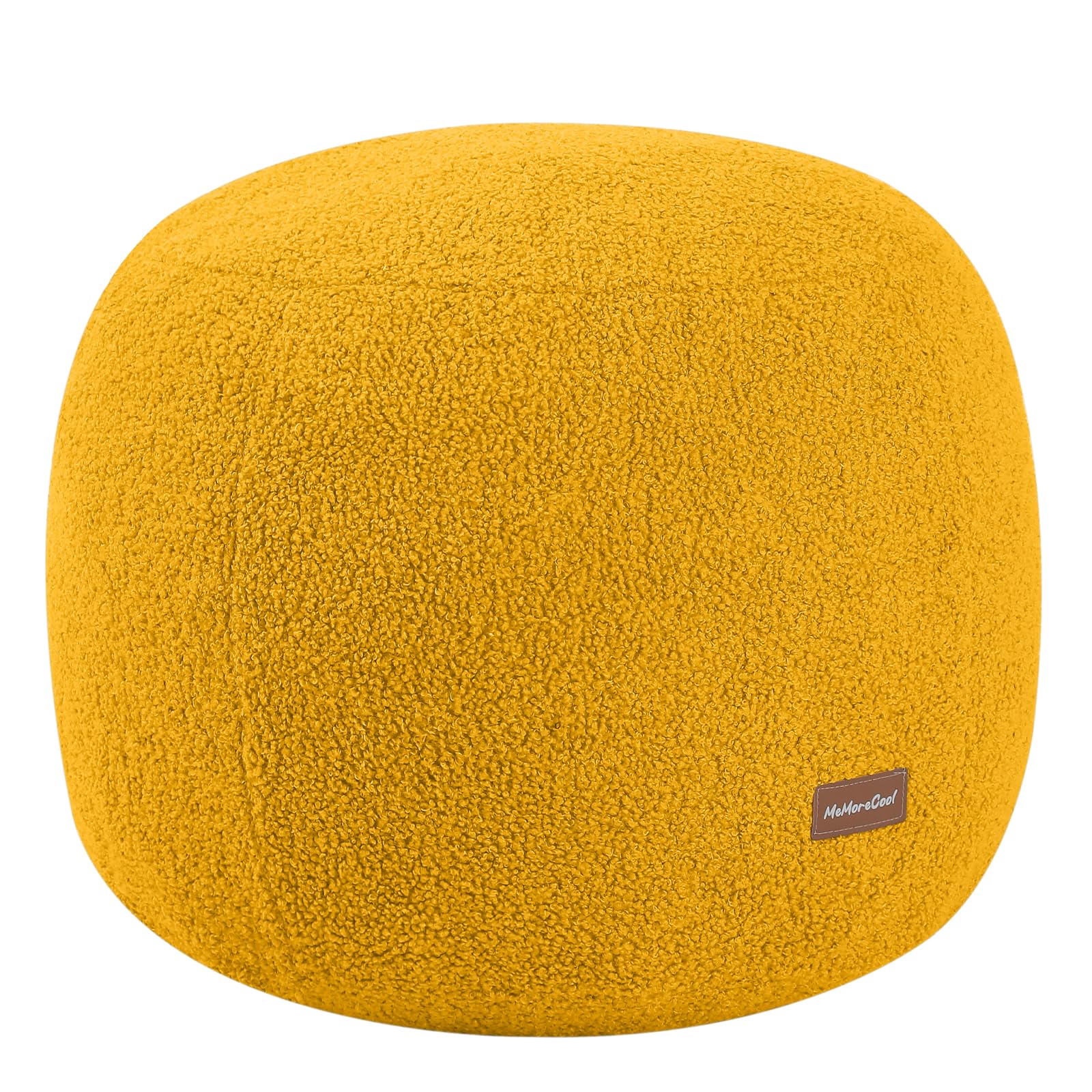 Photo 1 of MeMoreCool Round Pouf Ottoman Foot Rest, 20x15 Inch Foam Footstool, Yellow