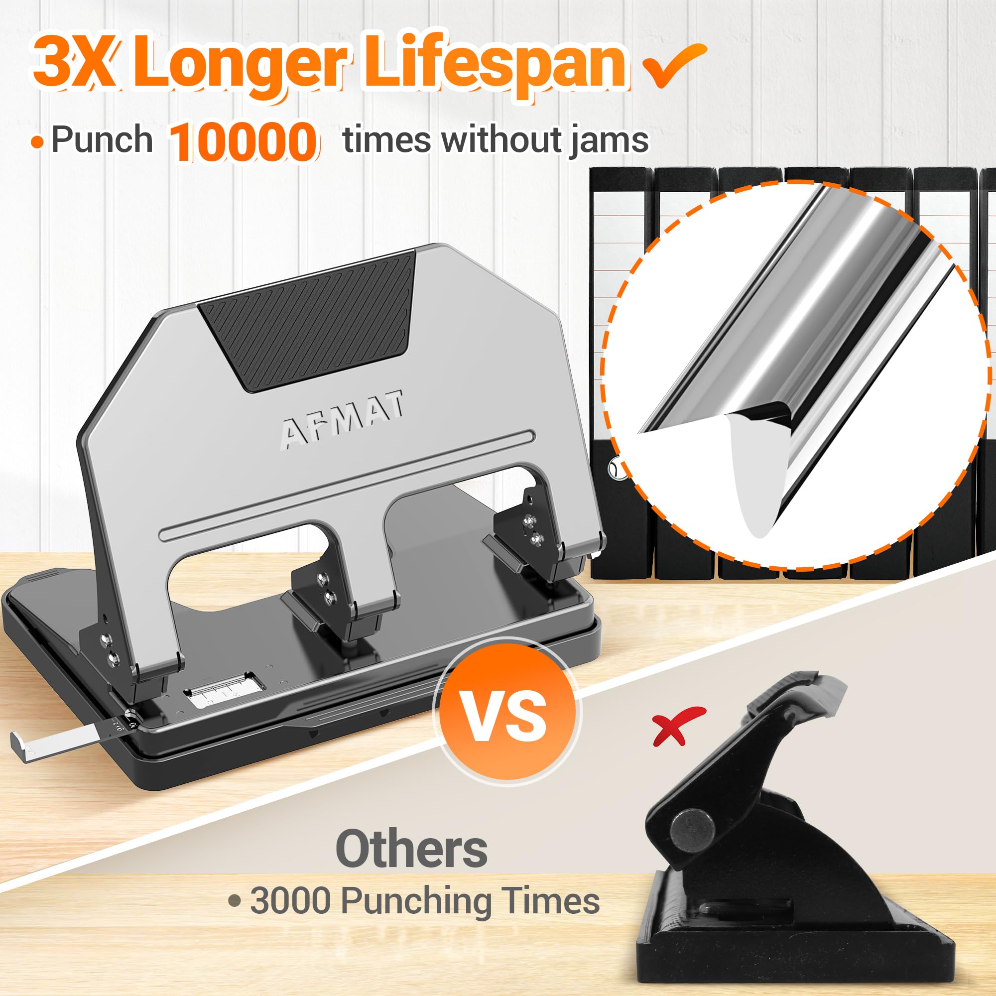 3 Hole Punch, AFMAT Hole Puncher 3 Ring, 3 Hole Puncher For Binder