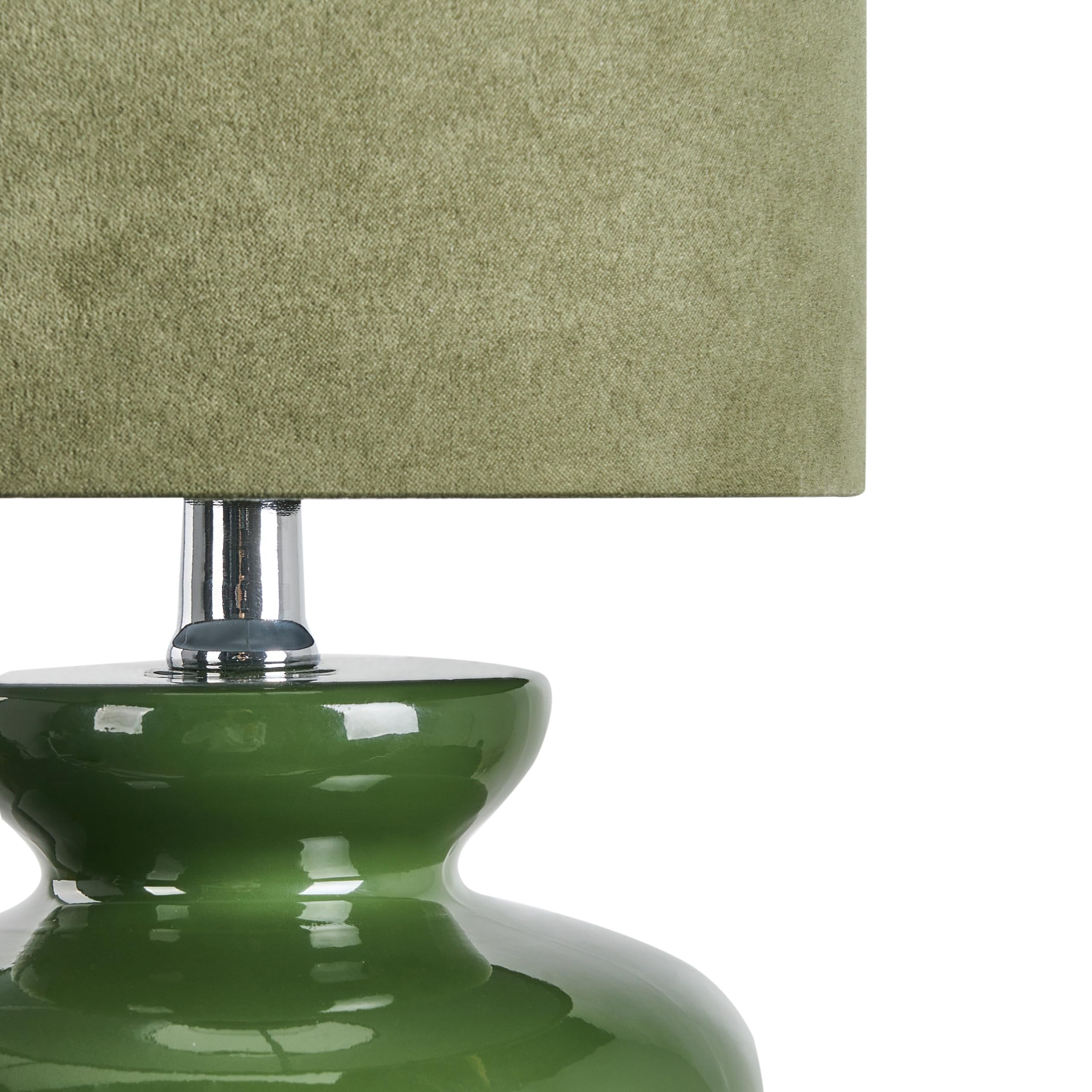 Beliani Tischlampe Keramik Vasenform grün mit Schirm Kunstwildleder Trommelform Oteros