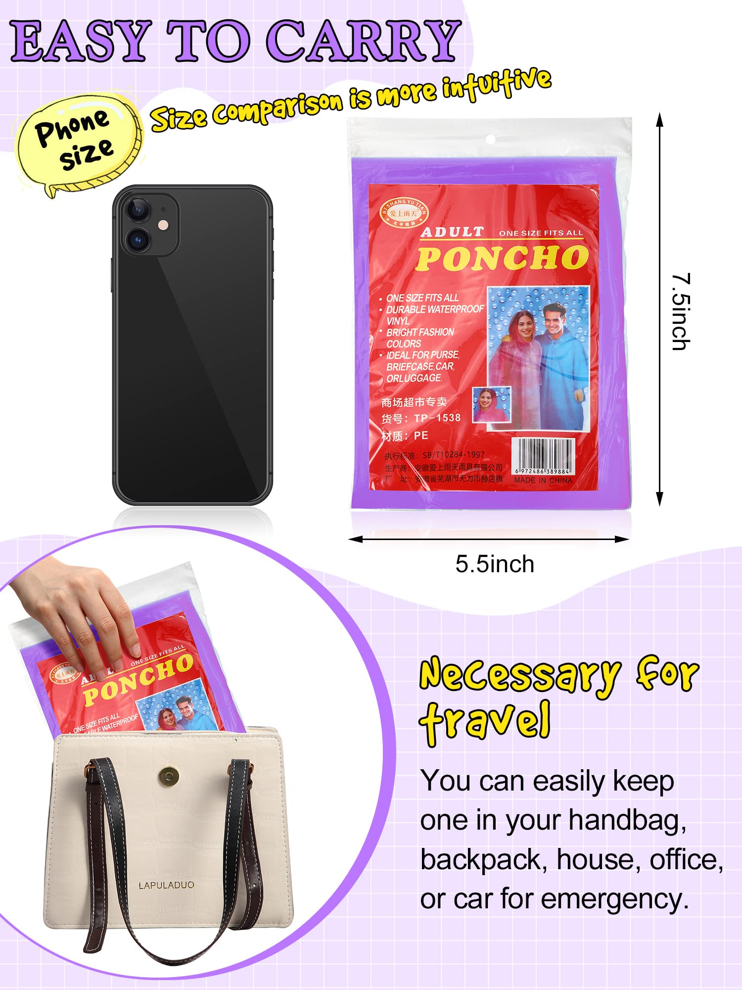 Ponchos de lluvia desechables para adultos, con cordón, capucha, mangas elásticas, impermeables, para camping, 40 unidades