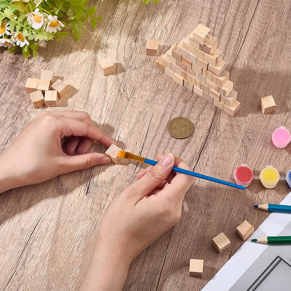 OLYCRAFT 500 bloques de madera para manualidades, 12,5 mm, dados de madera sin tratar, pequeños bloques cuadrados de madera, cubos vacíos cuadrados en miniatura, cubos de madera natural para