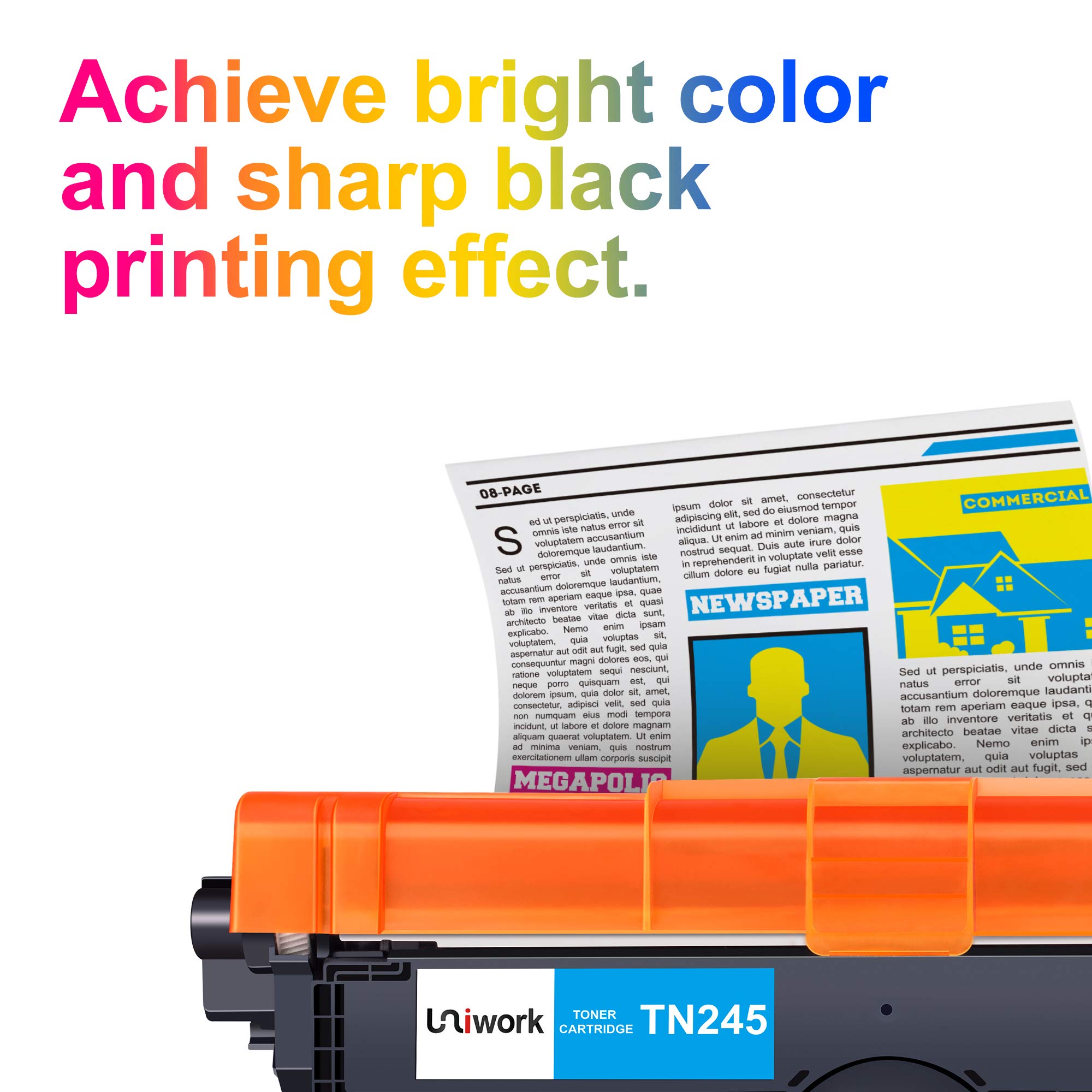 Uniwork TN241 TN245 Toner Compatibile per Brother TN-241 TN-245 Compatibile con Brother HL-3140CW DCP-9020CDW DCP-9015CDW HL-3150CDW HL-3170CDW MFC-9140CDN MFC-9330CDW MFC-9340CDW MFC-9130CW