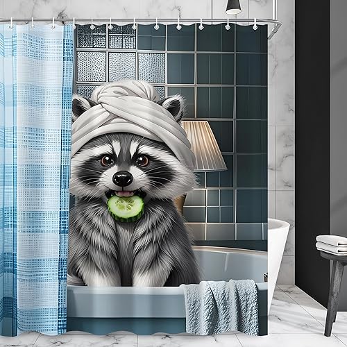 Miniatura 11 de Juego de cortinas de ducha divertidas con diseño de perros para el baño, 60 pulgadas de ancho x 72 pulgadas de alto, cortina de ducha occidental C01