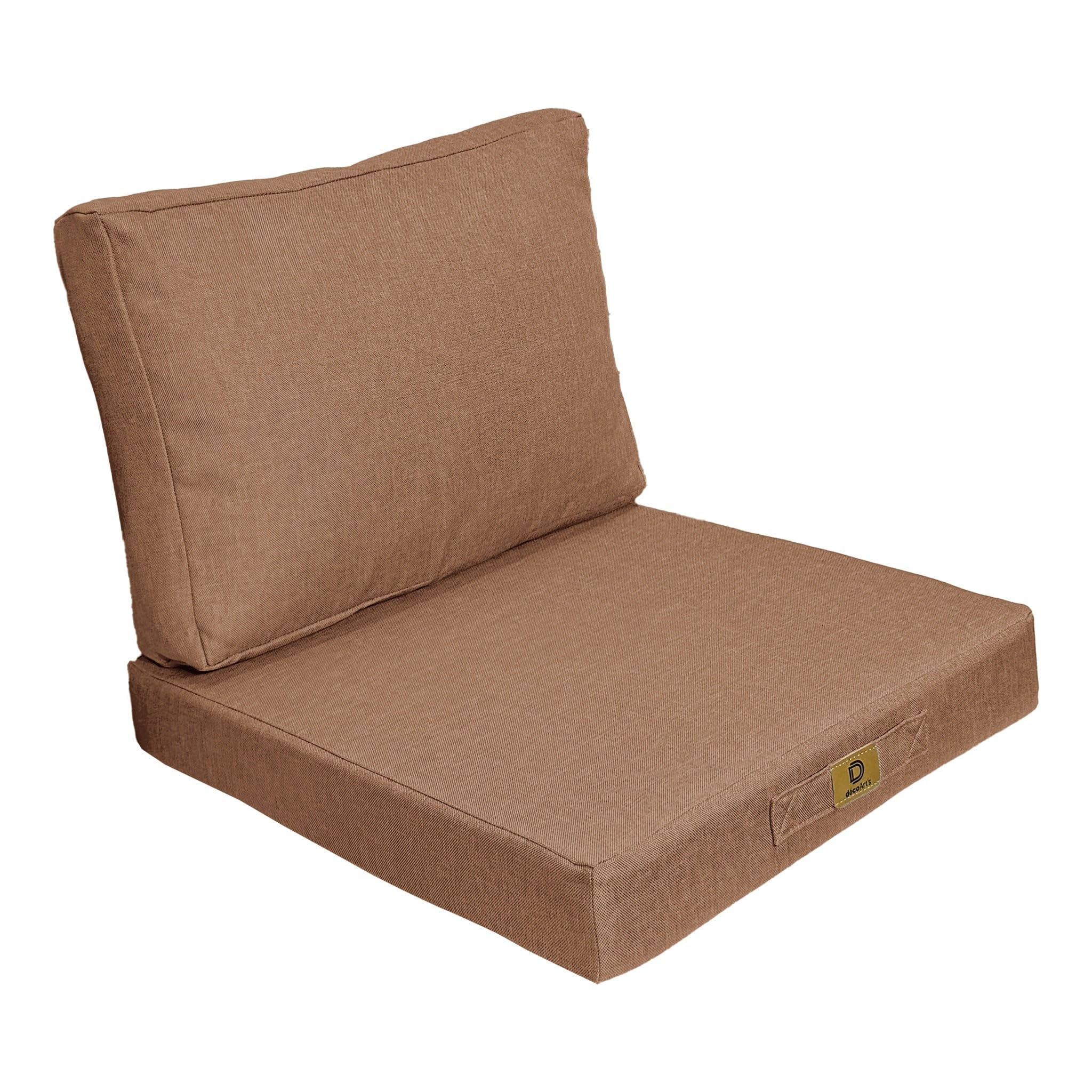 Déco Arts - Coussin Fauteuil Jardin & Galette Chaise 50x50 Terracotta - Lot 2 (Assise + Dossier) Déhoussable Effet Lin - Coussin Extérieur Salon Terrasse Palette Véranda Imperméable