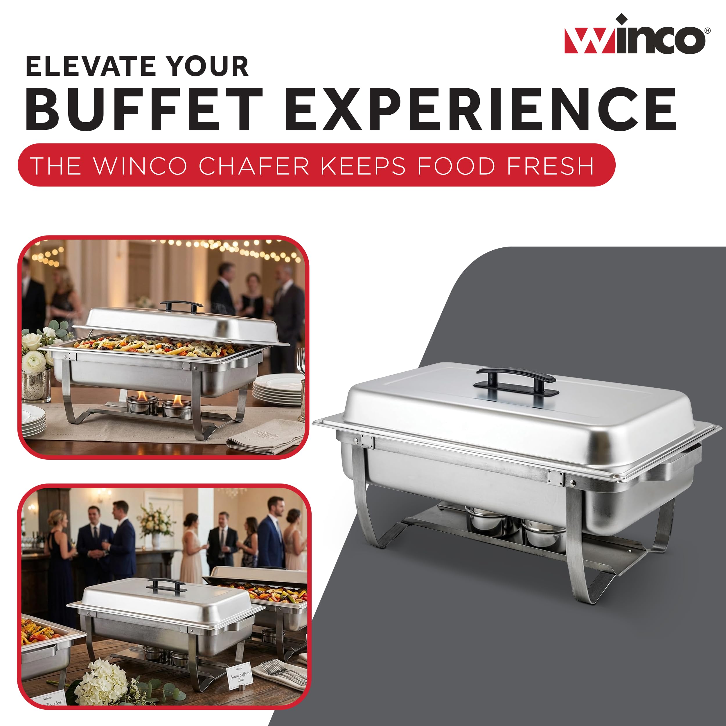 Winco 8 qt Silver Full-size Chafer with Folding Stand Chafer — Amazon image 6
