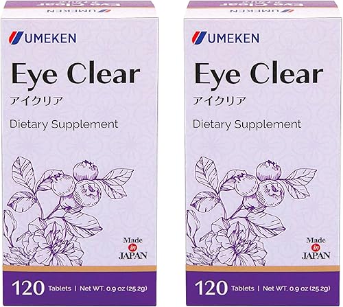 Umeken Suplemento dietético Eye Clear, extracto de arándano, luteína, zeaxantina, ginkgo, suplementos para la visión para adultos, vitaminas