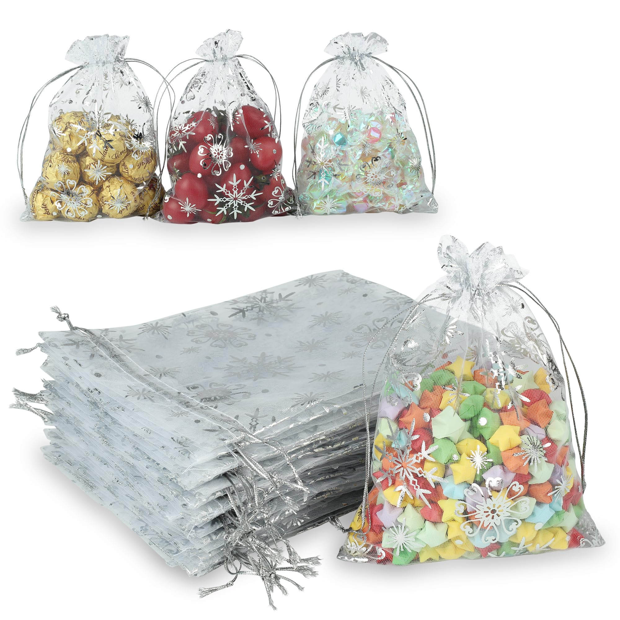 Emballage Cadeau 20 Sachets Organza 13x18cm Blanc - Sacs Cadeau Pour Bijoux, Mariage, Lavande - Fermeture Cordon Serrage Sacs Cadeaux