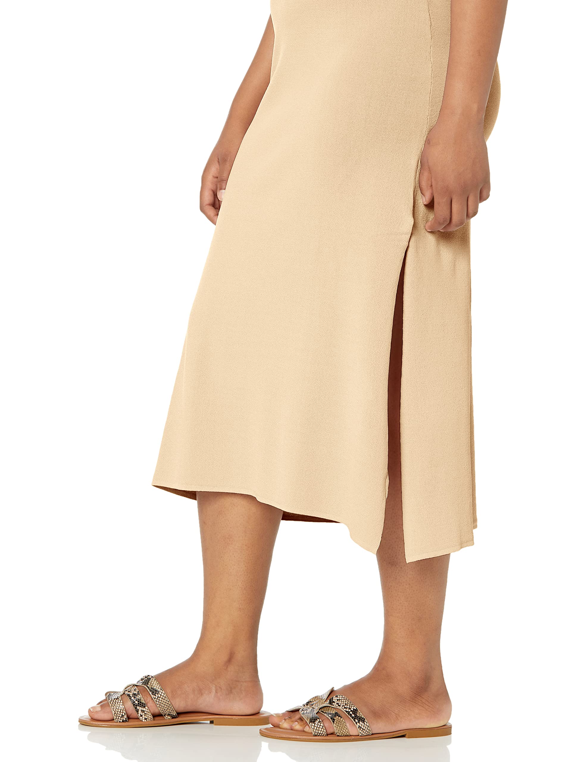 The Drop Women's Gabriela High Neck Cut-in A-line Side-Slit Maxi Sweater Dress