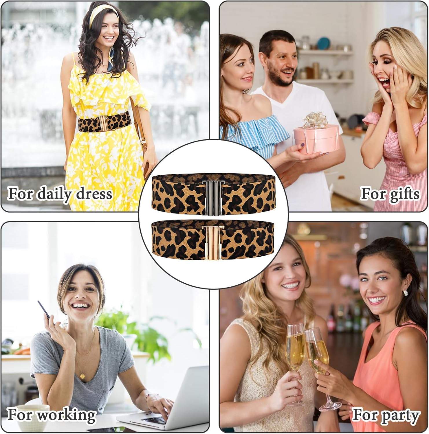 Leopard Belts for Women, 2 Pcs Cheetah Print Belt for Dresses Skirts and More Leopard Belts for Women Unique Buckle Design Fashion Leopard Print Retro - Image 7