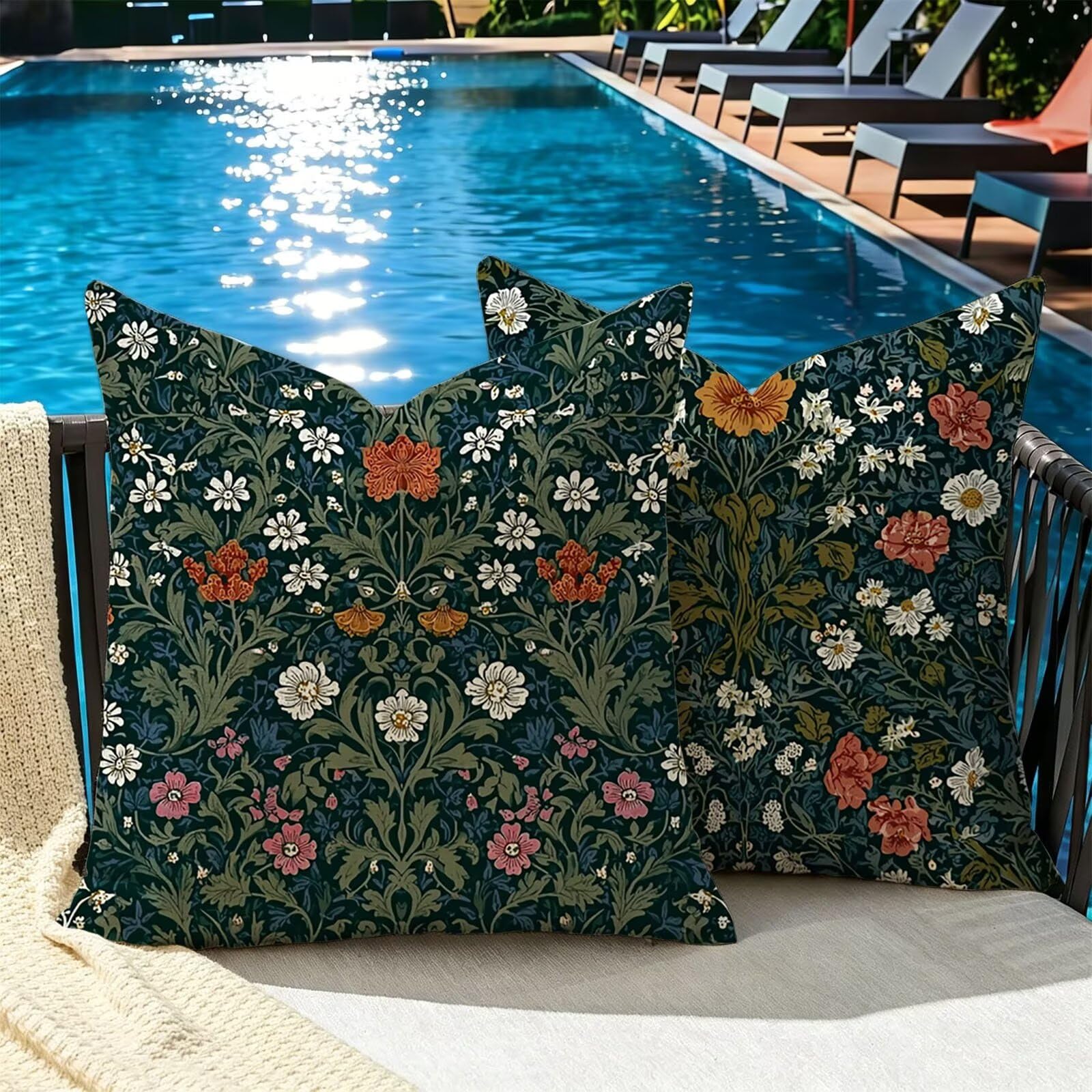 Federe per Cuscino, Cuscini per Divano 65x65cm Set di 2 verde fiore-6
