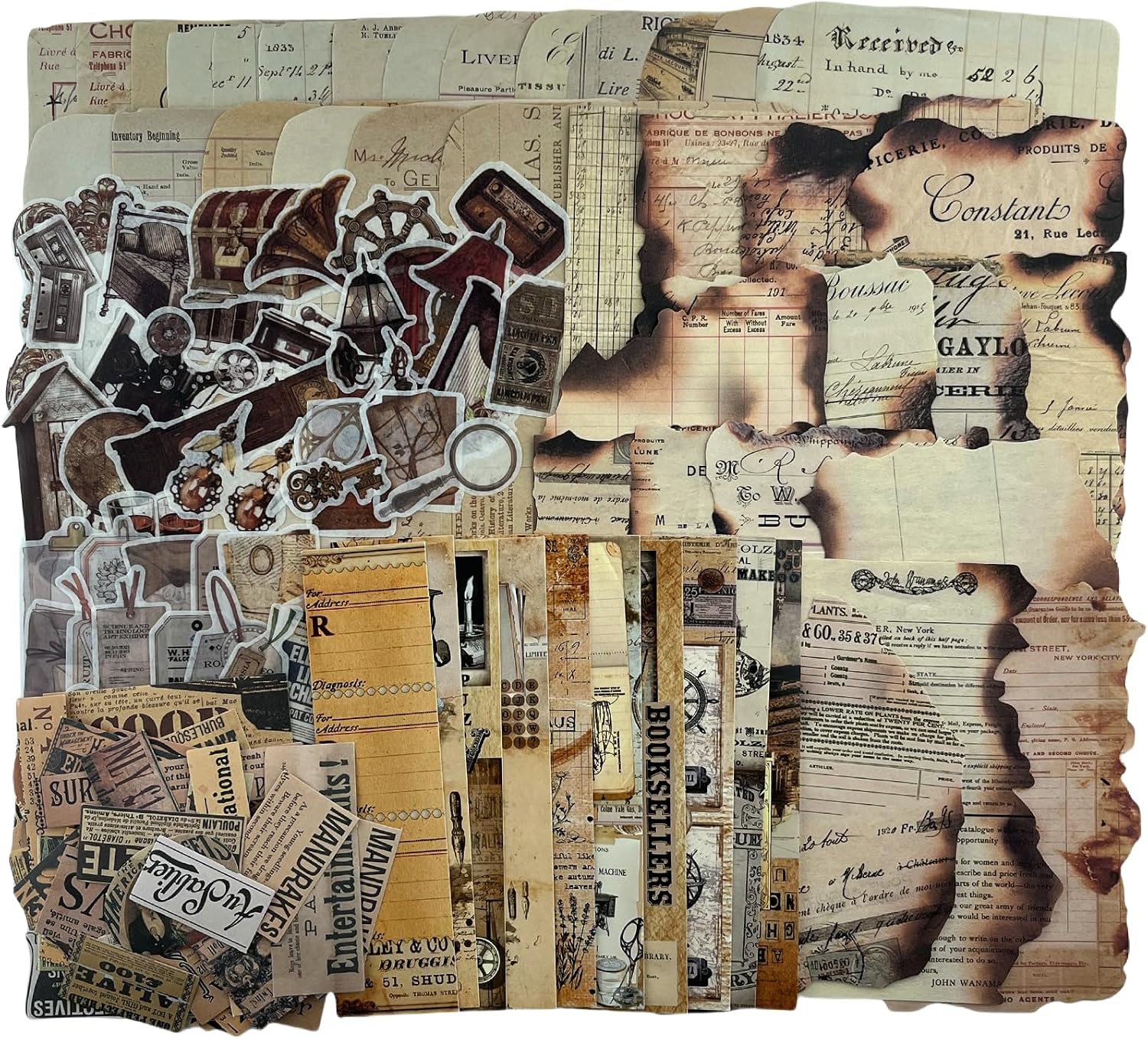 Vintage Aesthetic Scrapbook Supplies Kit with Scrapbook Paper, Stickers, Bookmarks for Scrapbooking, DIY Albums, Junk Journals, Bullet Journals, Dark Academia Aesthetic Decor (Dark3 149 Pcs)