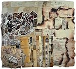 Vintage kit de fournitures de scrapbook esthétique avec papier scrappbook, stickers pour la sctrapbooking, DIY Albums, Junk Journals, Bullet Journals et Planètes de l'Univers céleste Space Décor de collage (Dark4 125 Pcs)