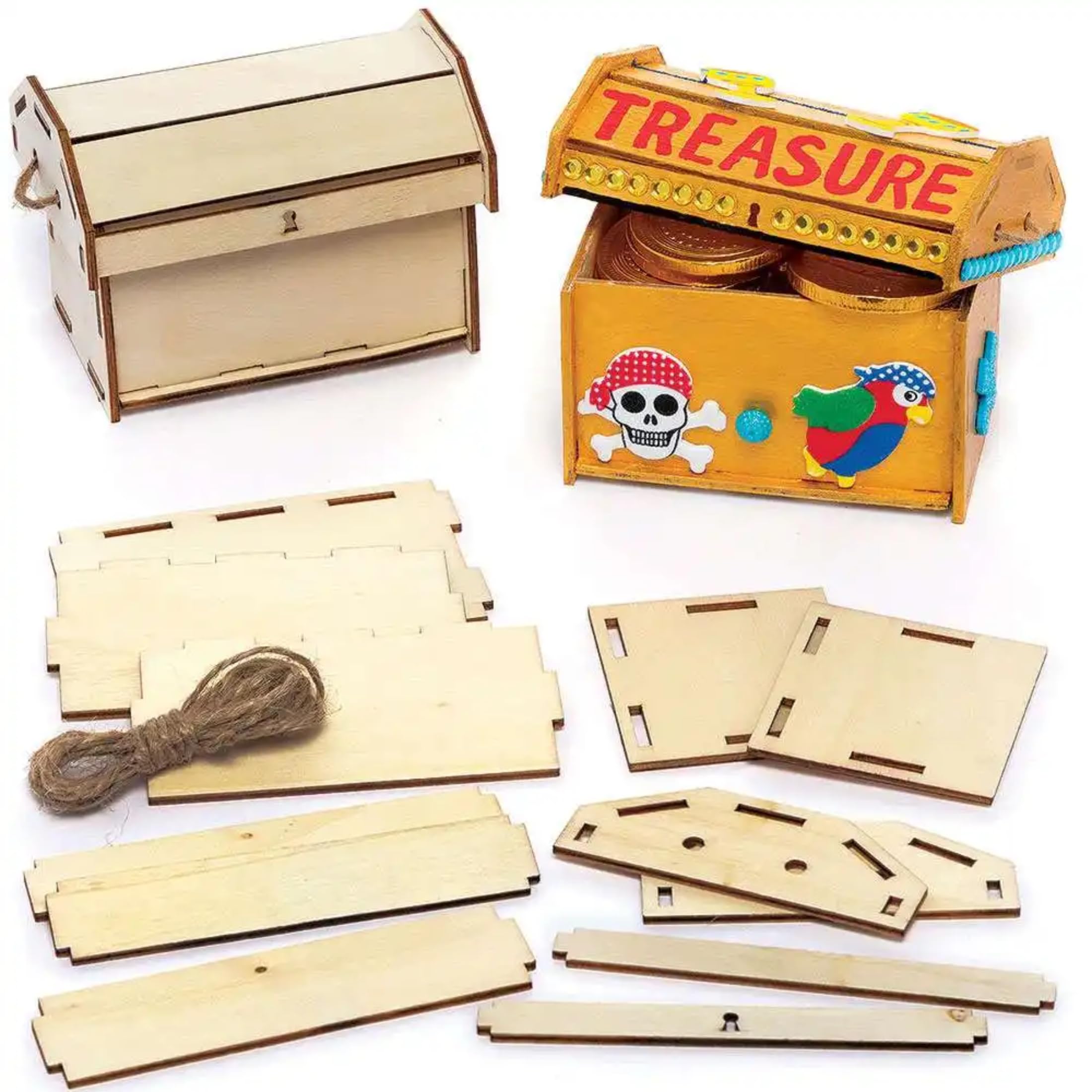 Baker Ross Mini Cofres de Madera - Paquete de 3, Manualidades para Niños (FC393)