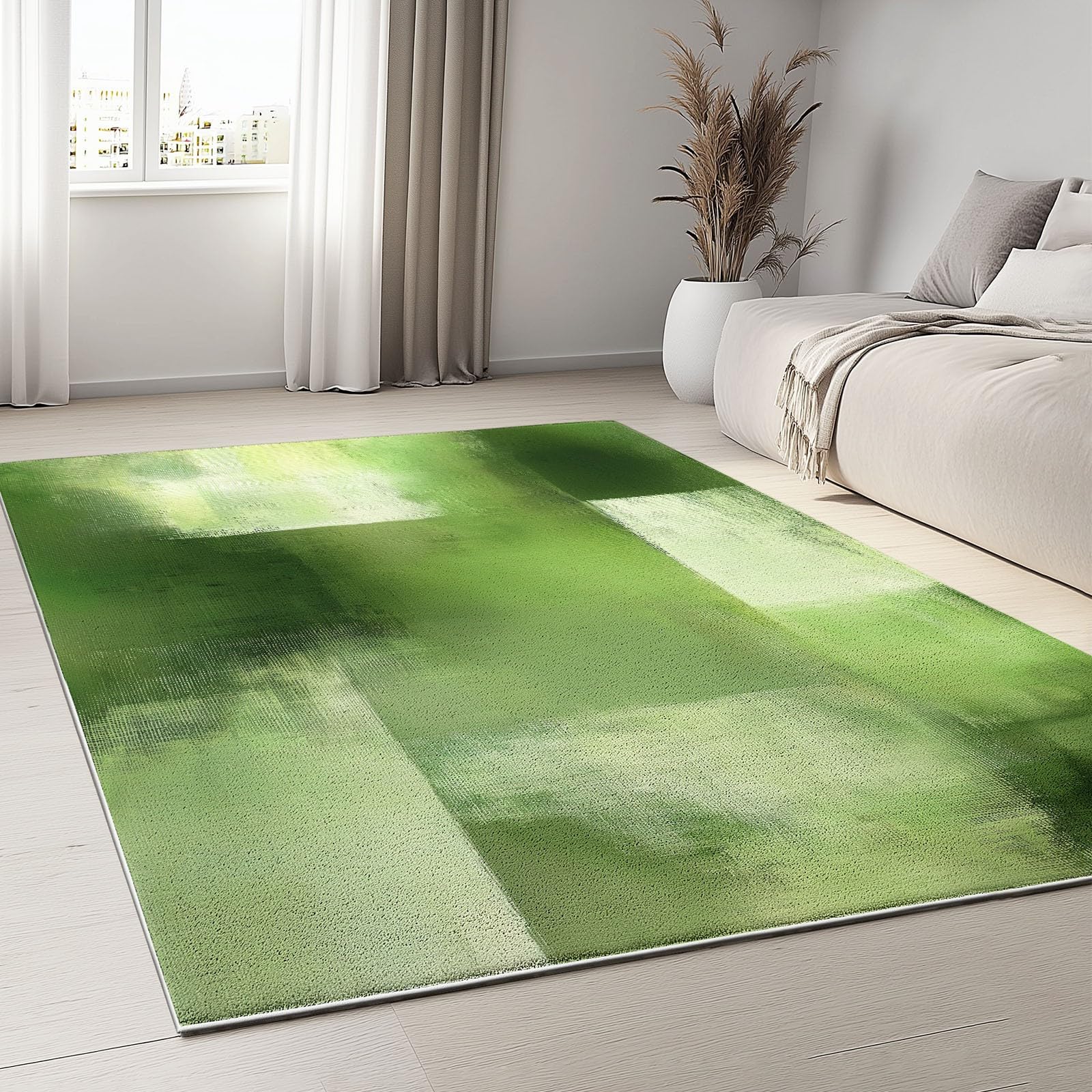 Tappeto Salotto 140x200cm Blocco Verde Oliva Lavabile in Lavatrice Tappeto Pelo Corto Moderno, Tappeti Antiscivolo per Soggiorno Camera Sala da Pranzo