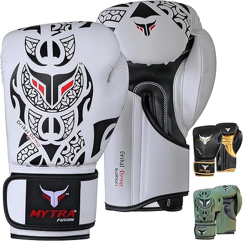Miniatura 8 de Mytra Fusion Guantes de boxeo profesionales de entrenamiento, guantes de kickboxing para hombres y mujeres, guantes de saco de boxeo, guantes de