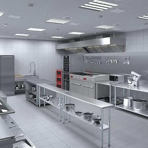 Miniatura 2 de AmGood Mesa de trabajo de acero inoxidable de 14" X 72"  Mesa de preparación de alimentos de cocina de metal  NSF