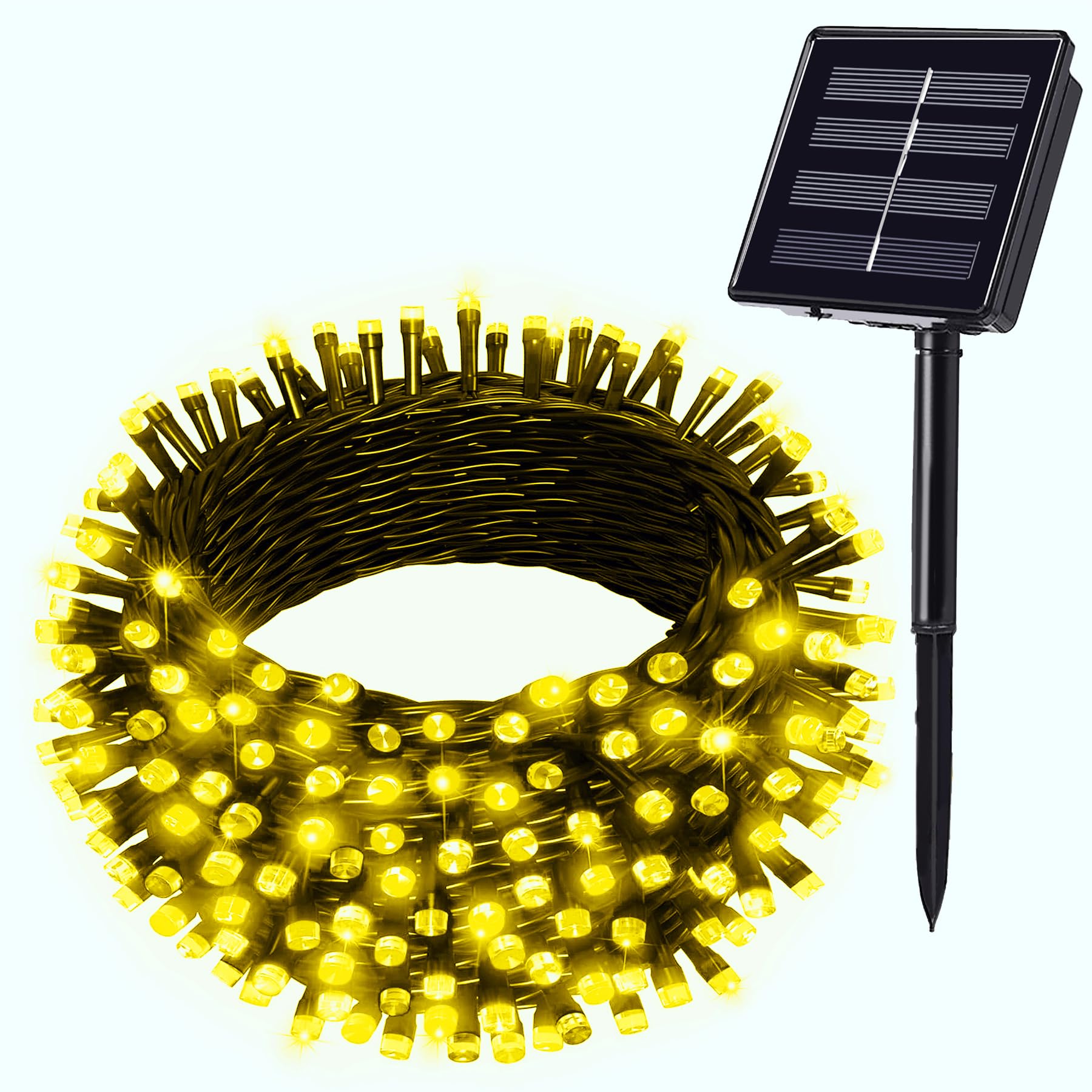 EASTERNSTAR Guirnalda de luces solares para exteriores, 72 pies, 200 luces LED solares para jardín, impermeables, 8 modos de luces de hadas para árboles, patio, valla, boda, fiesta, decoración de