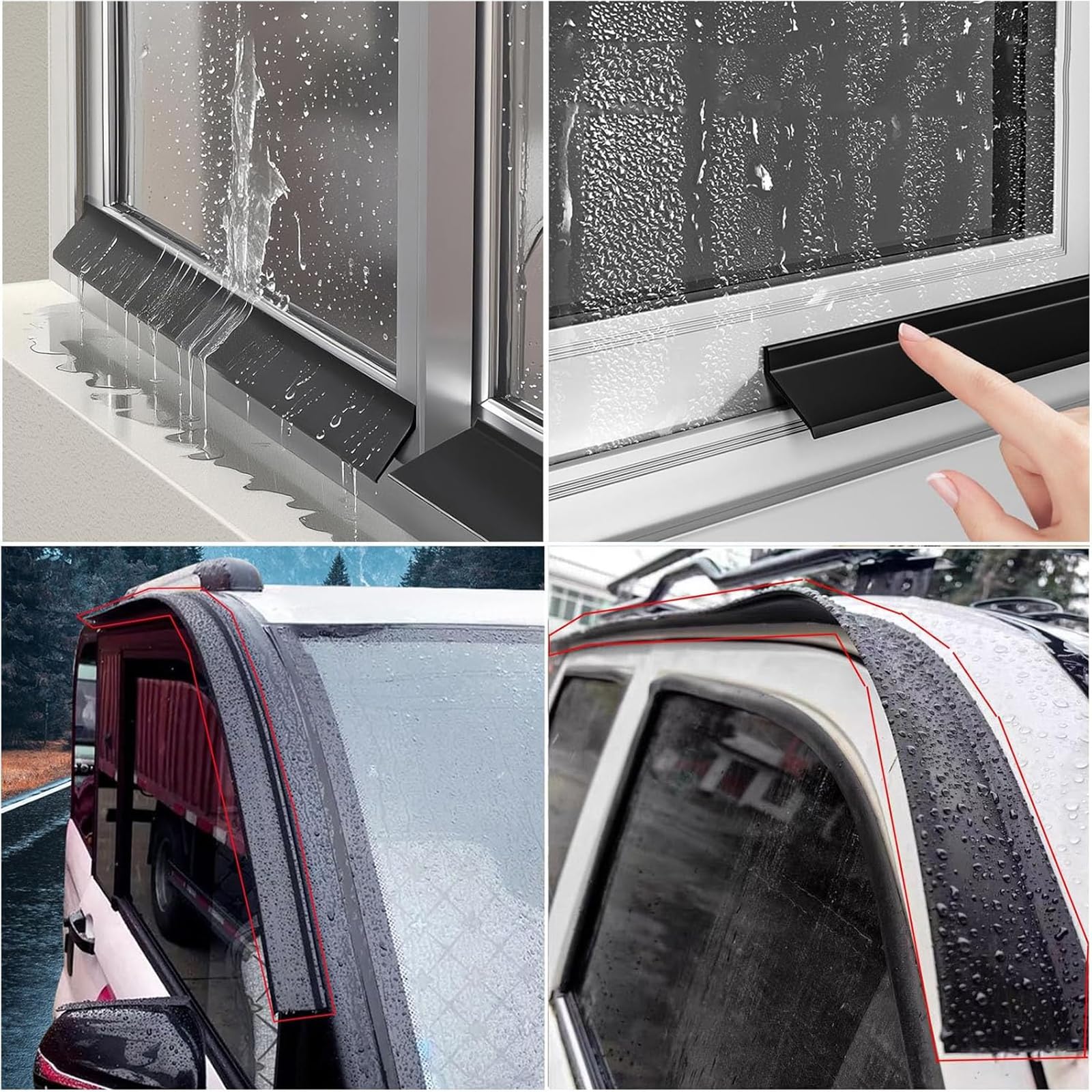 Joint d'étanchéité Autocollant en Caoutchouc Noir pour fenêtres, Disponible en Plusieurs Longueurs (5,5 cm de Largeur, 1 m), pour Une Protection Contre la Pluie et Les Courants d'air. Instal