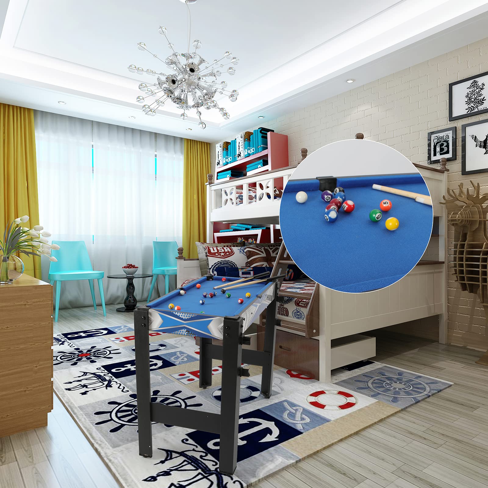 HLC Tavolo Multigioco,Giochi di Design Innovativo,Include Pallacanestro,Tiro con l'arco,Tavolo da Biliardo,Air Hockey,Tavolo da Ping Pong ecc. Tavolo Multi Gioco Grande