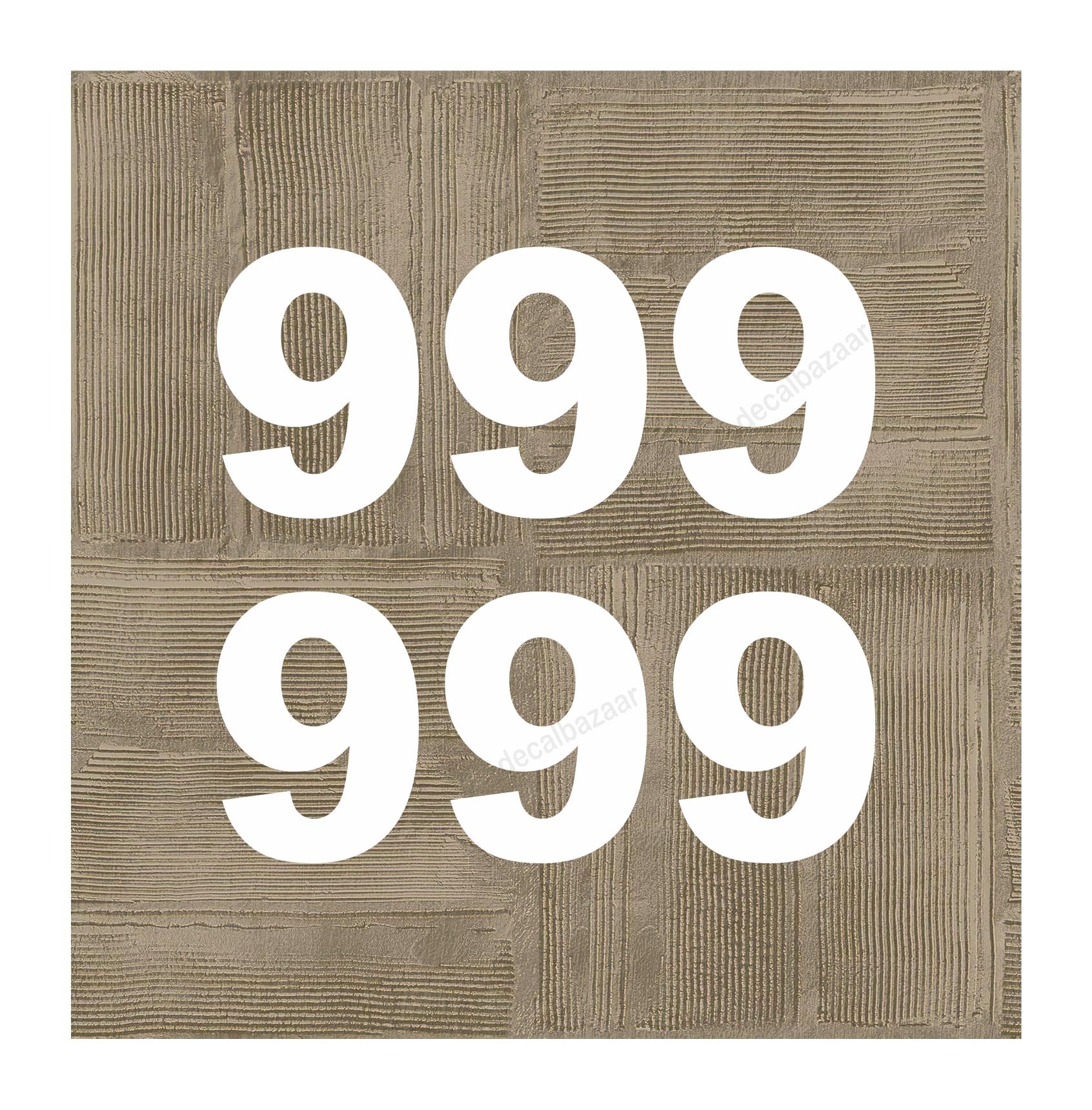 "9" (Nine) Digit Number (6 Pcs) with White Outline Sticker for Wall Glass Window Door Car, 3 Inch White-image-43
