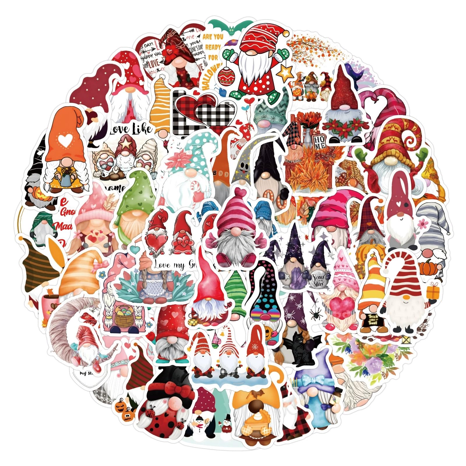 100 Pcs Gnome Stickers for Water Bottle Waterproof Sticker for Laptop Skateboard Phone Car Decals for Teens Adults for Party Favors Supplies Decor (Cute Cartoon Gnome Stickers)
