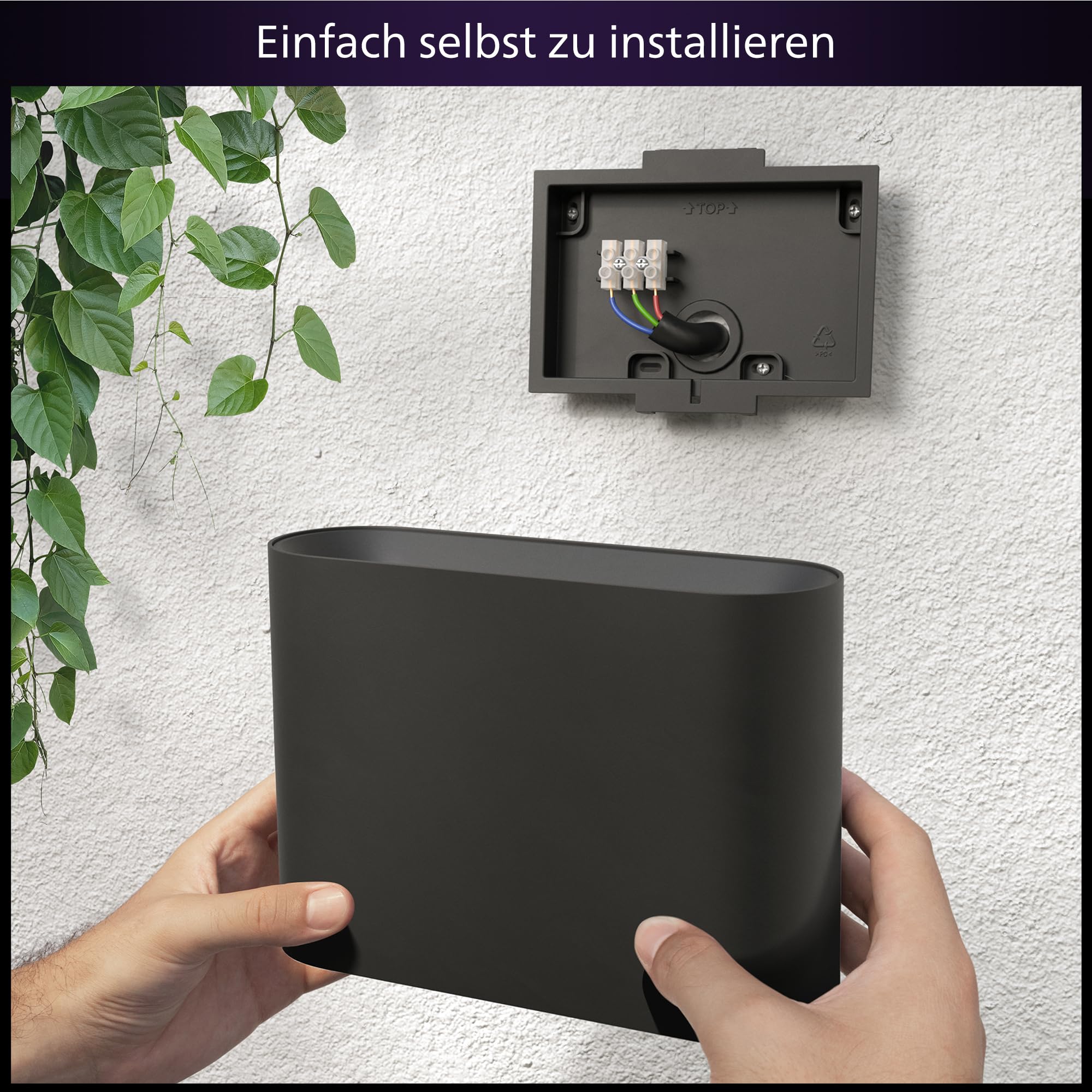 Philips Hue Dymera Wandleuchte innen & außen | Weißes & farbiges LED Licht | Immersive Innen- & Außenleuchte | IP44 wasserdicht | Sprachsteuerung mit Alexa, Apple Home & Google Assistant | Schwarz