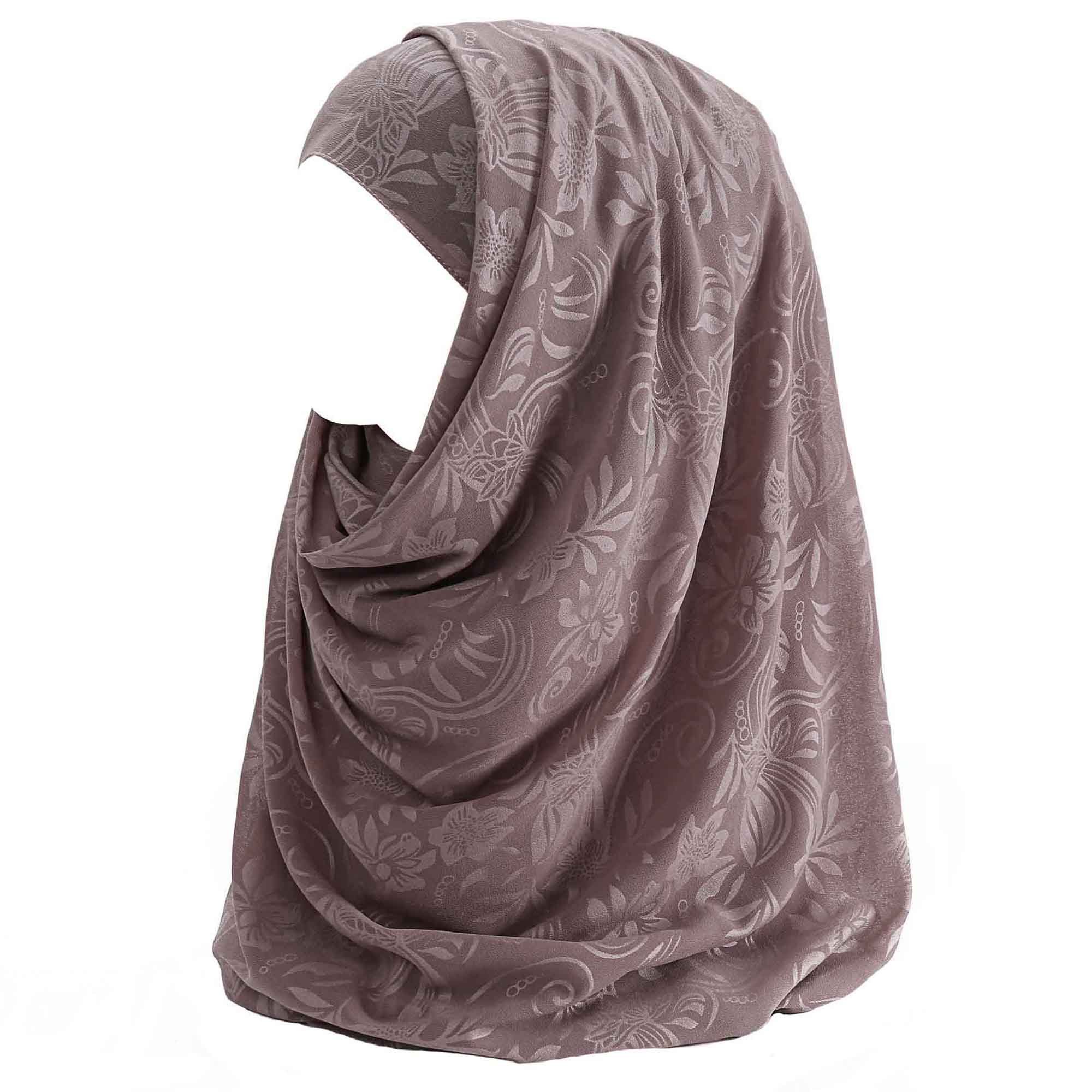 Lina & Lily Floral Print Chiffon Muslim Hijab Scarf (Khaki)
