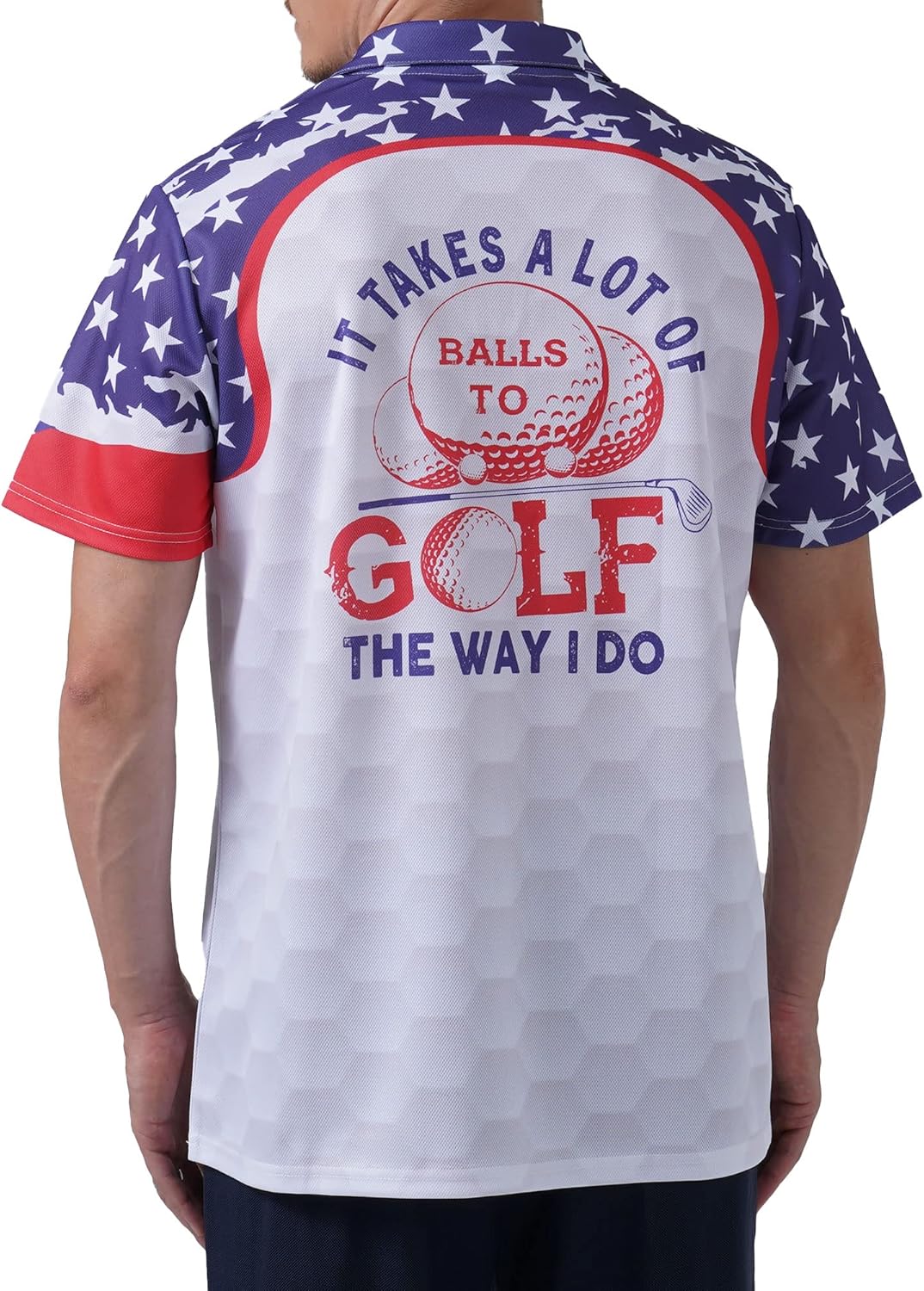 Miniatura 4 de PAGYMO Camisas de golf para hombre, divertidas camisas de golf para hombres, camisas polo hawaianas para hombres, camisa patriótica tropical