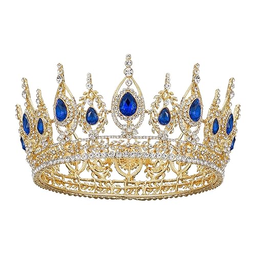 SWEETV Corona de reina real tiara de boda para novia tiaras y coronas de diamantes de imitación para mujer tocado de disfraz para cumpleaños fiesta