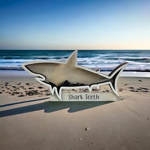 Vista 4 de Shark Tooth collection Shark Teeth Shadow Box Beach Home decor (6 inch) sharks beach vacation