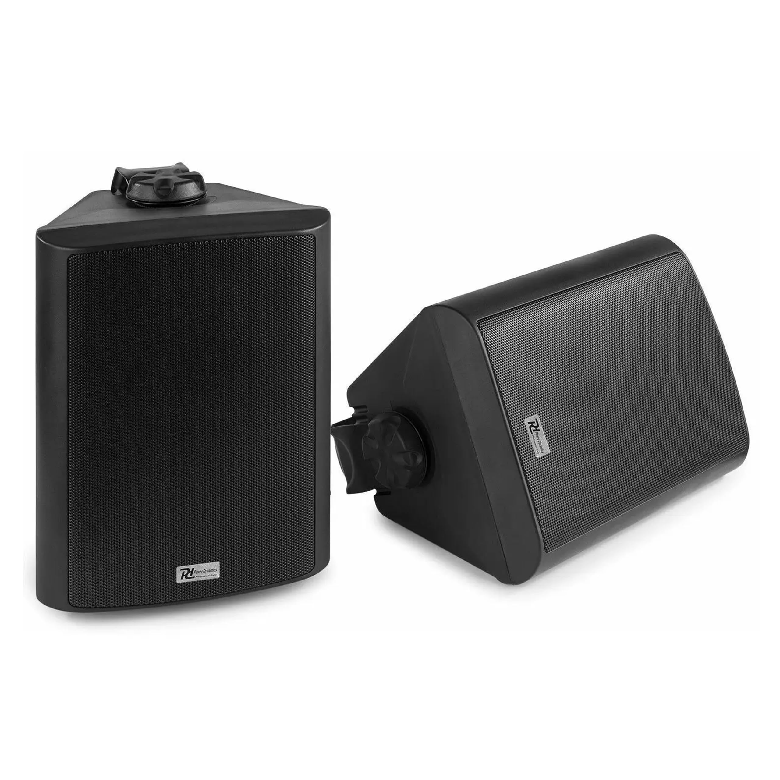 Power Dynamics Conjunto de Altavoces Exteriores - 4 Altavoces 150W IPX5, Amplificador PRM240 240W, Bluetooth, Reproductor MP3 USB/SD, Soportes de Montaje, Cable de 50m