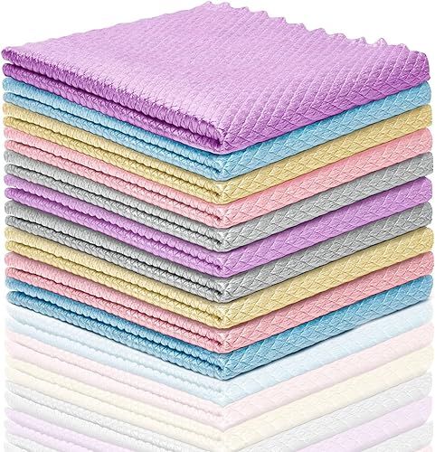 Paños de limpieza, paño de limpieza de escamas de pescado de microfibra de vidrio, sin rayas, sin pelusas, toallas de limpieza de cocina multicolor
