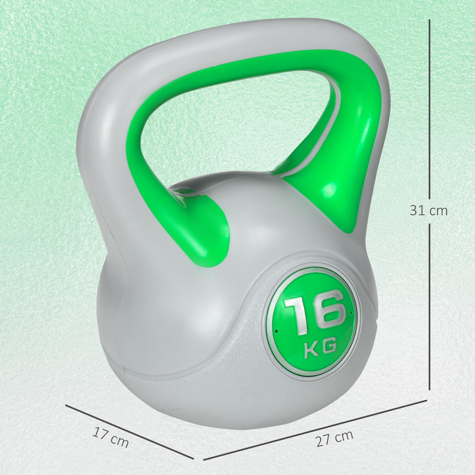 SPORTNOW Kettlebell in PU e Sabbia con Base Piatta e Impugnatura pratica per Stacchi, Squat e Sollevamenti