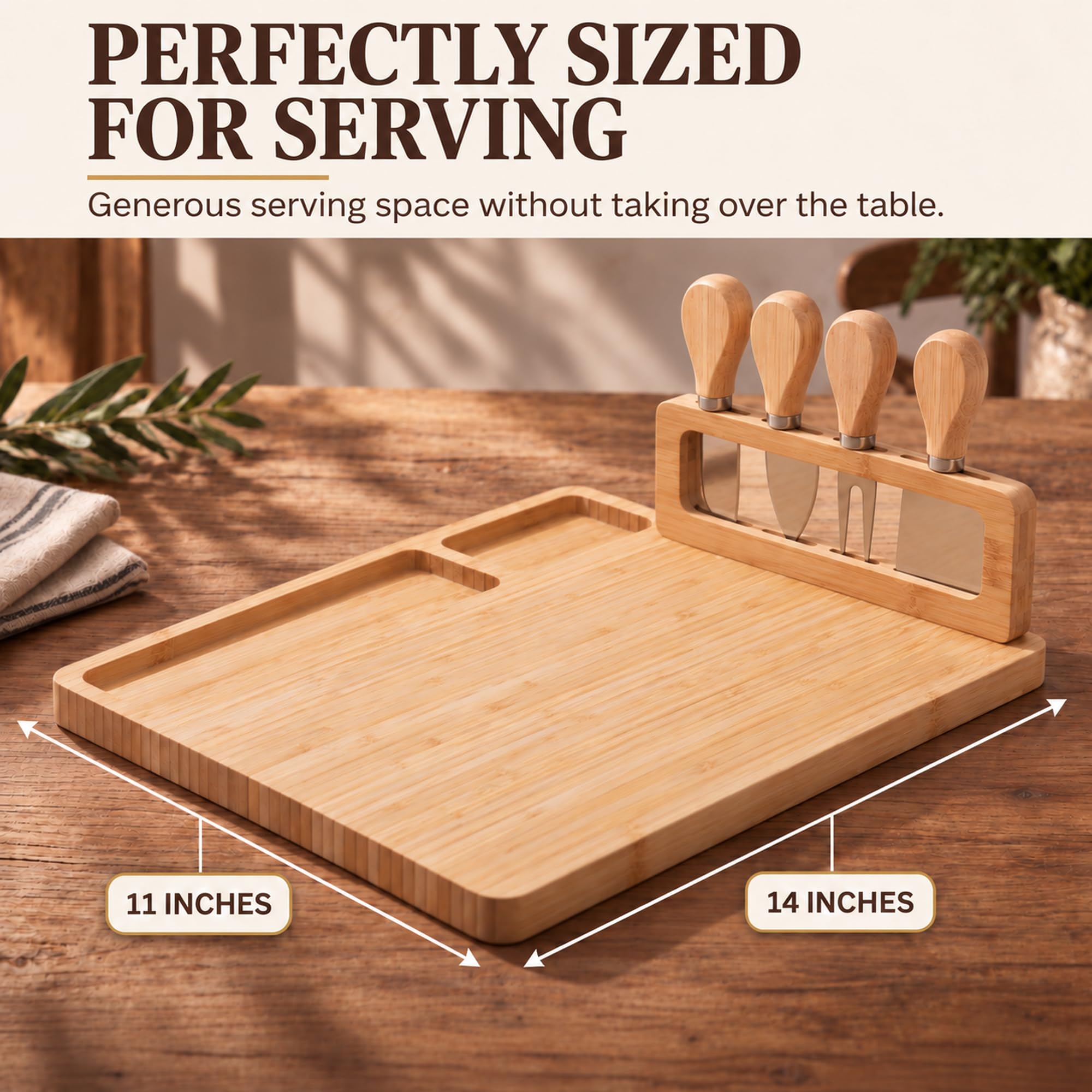 Eese Charcuterie Board Set - Cheese Board & Utensil Holder -3