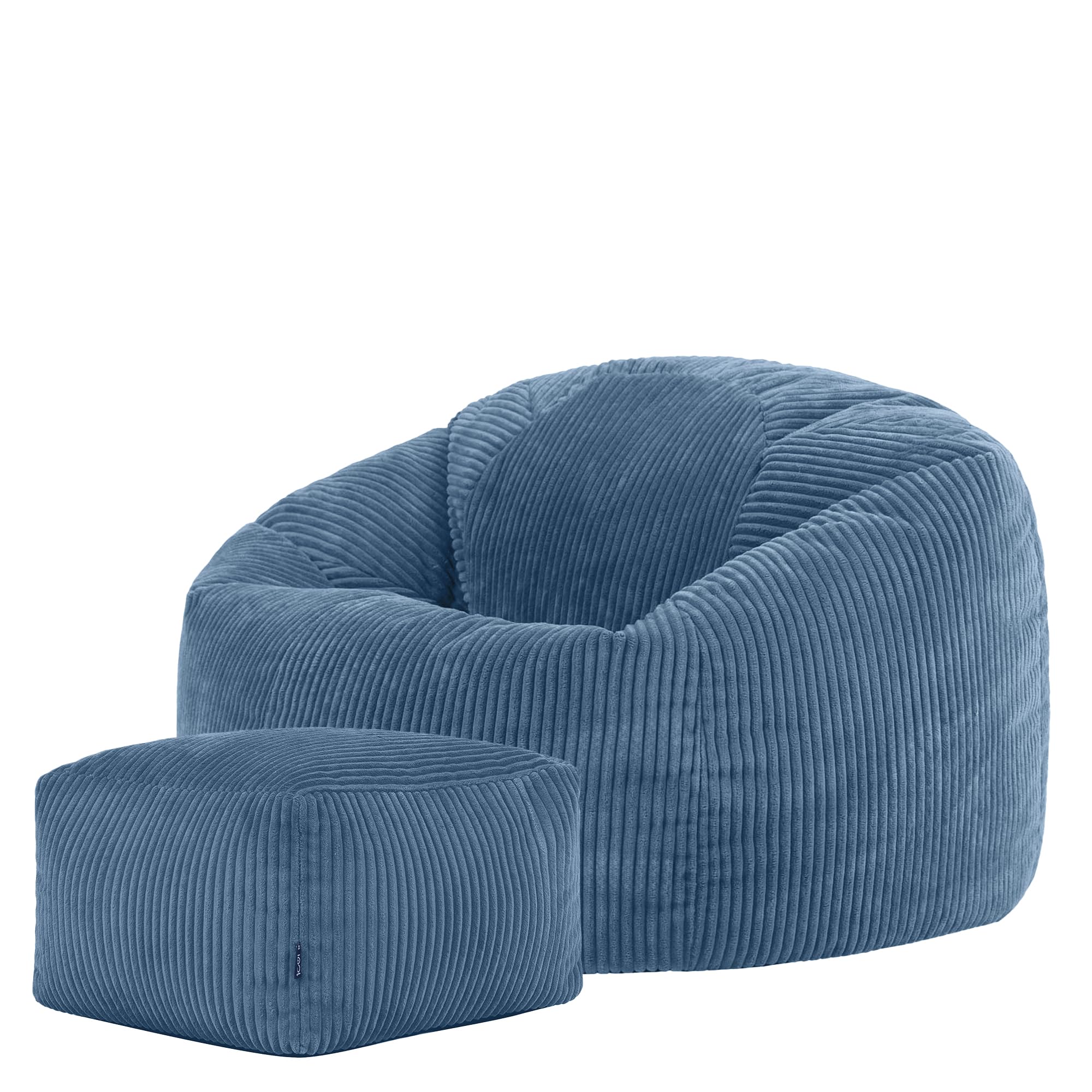 icon Kingston Cord XL Bean Bag & Footstool with Filling Included, Blue