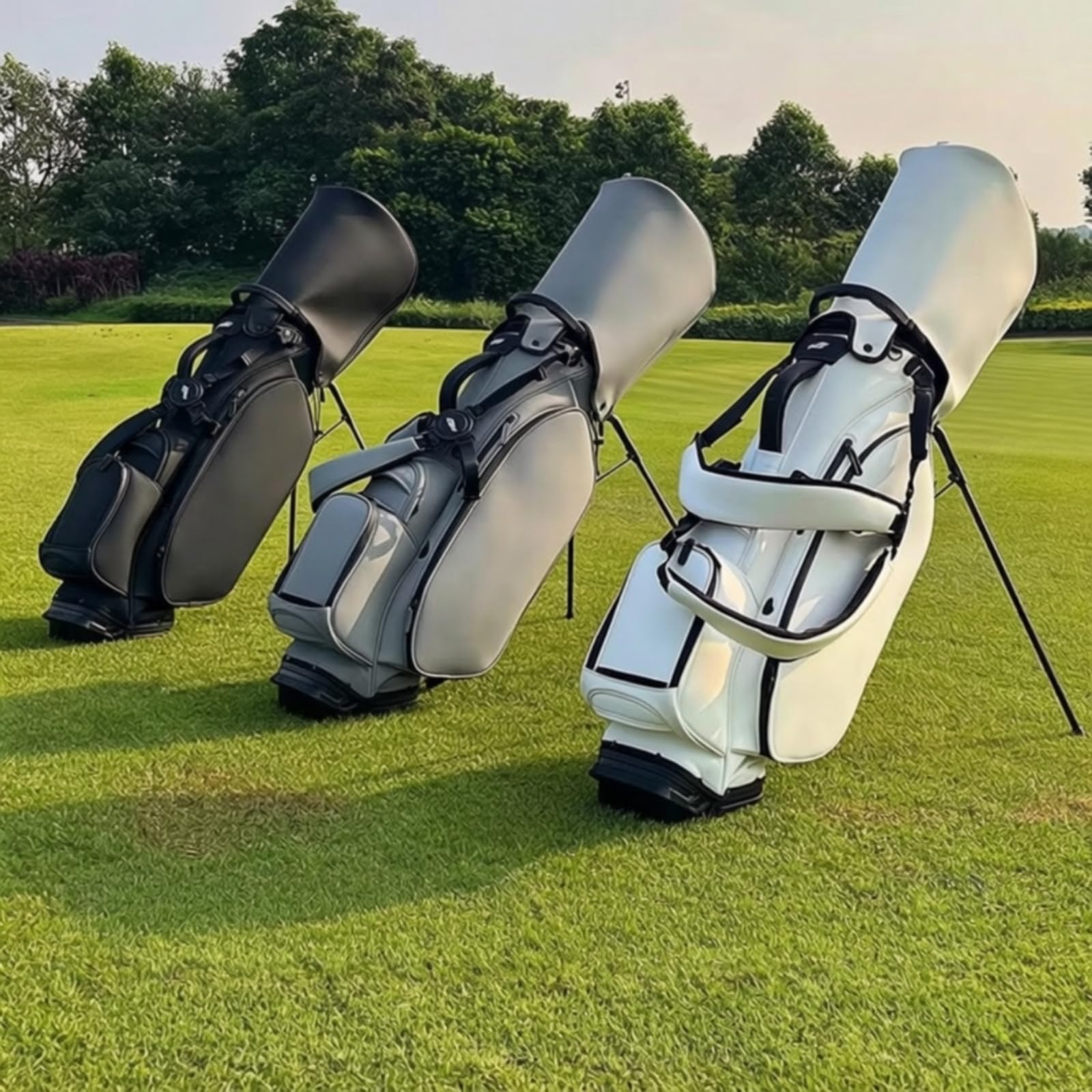 predolo Golf Standbag viel Stauraum Standbag strapazierfähig Tragetasche mit Standbeinen für Driving Range, Schwarz