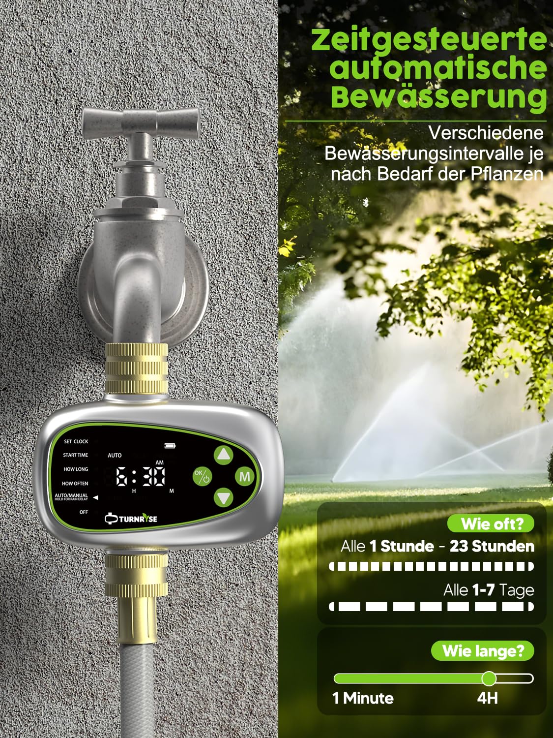 Programmateur Arrosage Automatique avec Entrée et Sortie en Laiton et Retard de Pluie