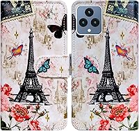 Vista 1 de REVVL 6 5G - Funda para teléfono Bcov Paris Tower Butterfly de piel con tapa para teléfono con ranura para tarjetas, soporte para T-Mobile REVVL 6 5G