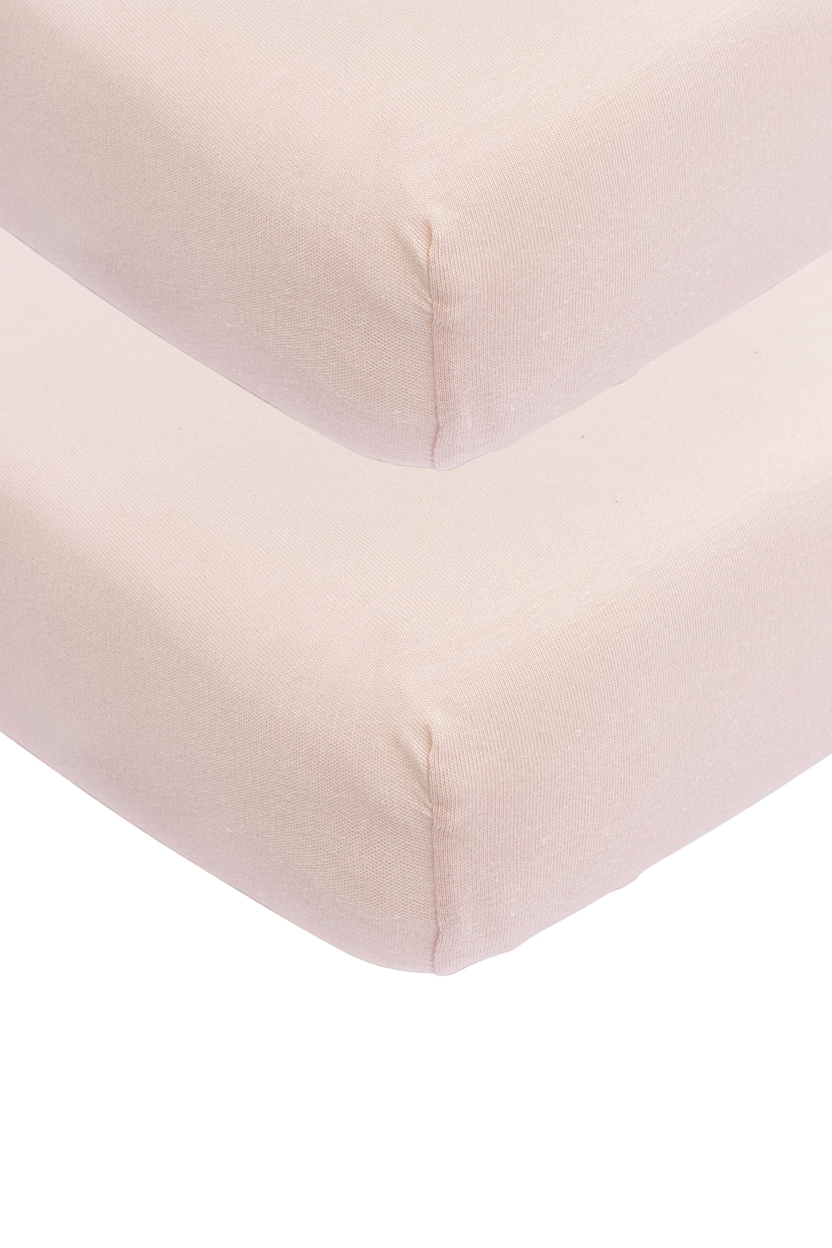 Meyco Baby Plain Fitted Sheets for Baby Cradle (Flat Sheet with Soft Jersey Quality, Made from 100% Cotton, thanks to All-Round Elastic, Dimensions: 40 x 80/90 cm), Soft Pink