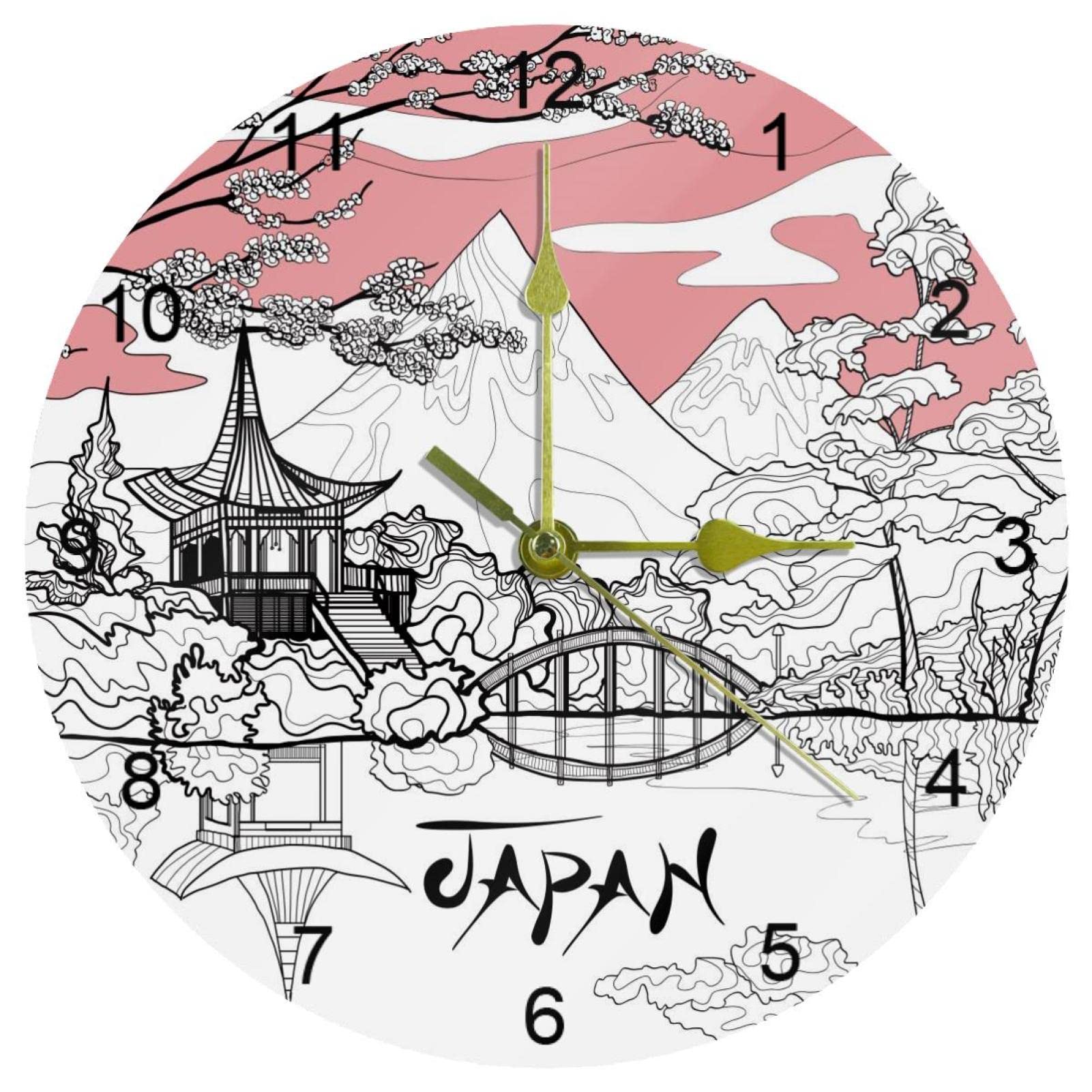 Horloge murale japonaise sans tic-tac pour cuisine et décoration intérieure
