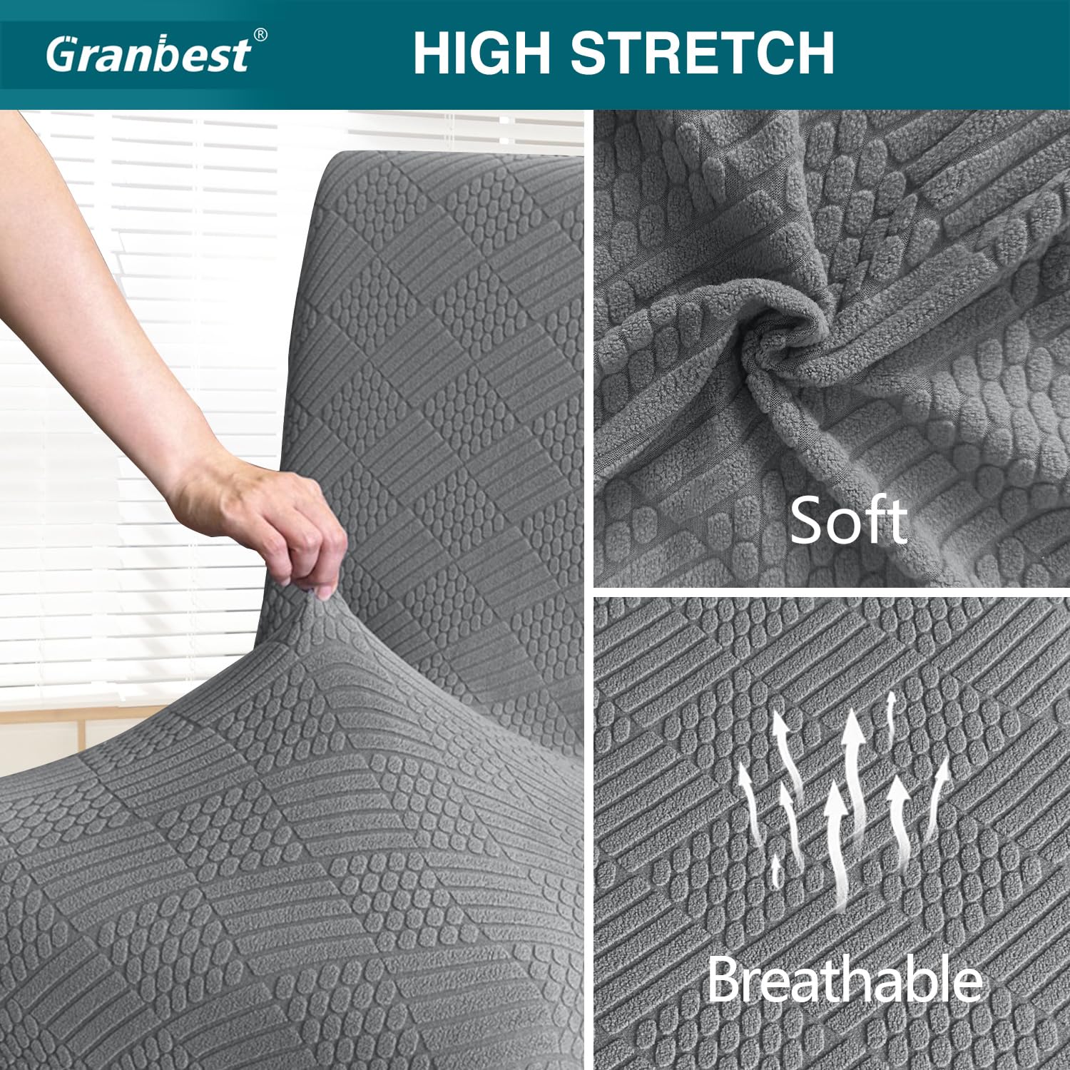 Granbest Jacquard Thickened Elastic Dining Chair Covers, Low Back Chair Slipcovers for Hotel Banquet, Wedding - Image 3