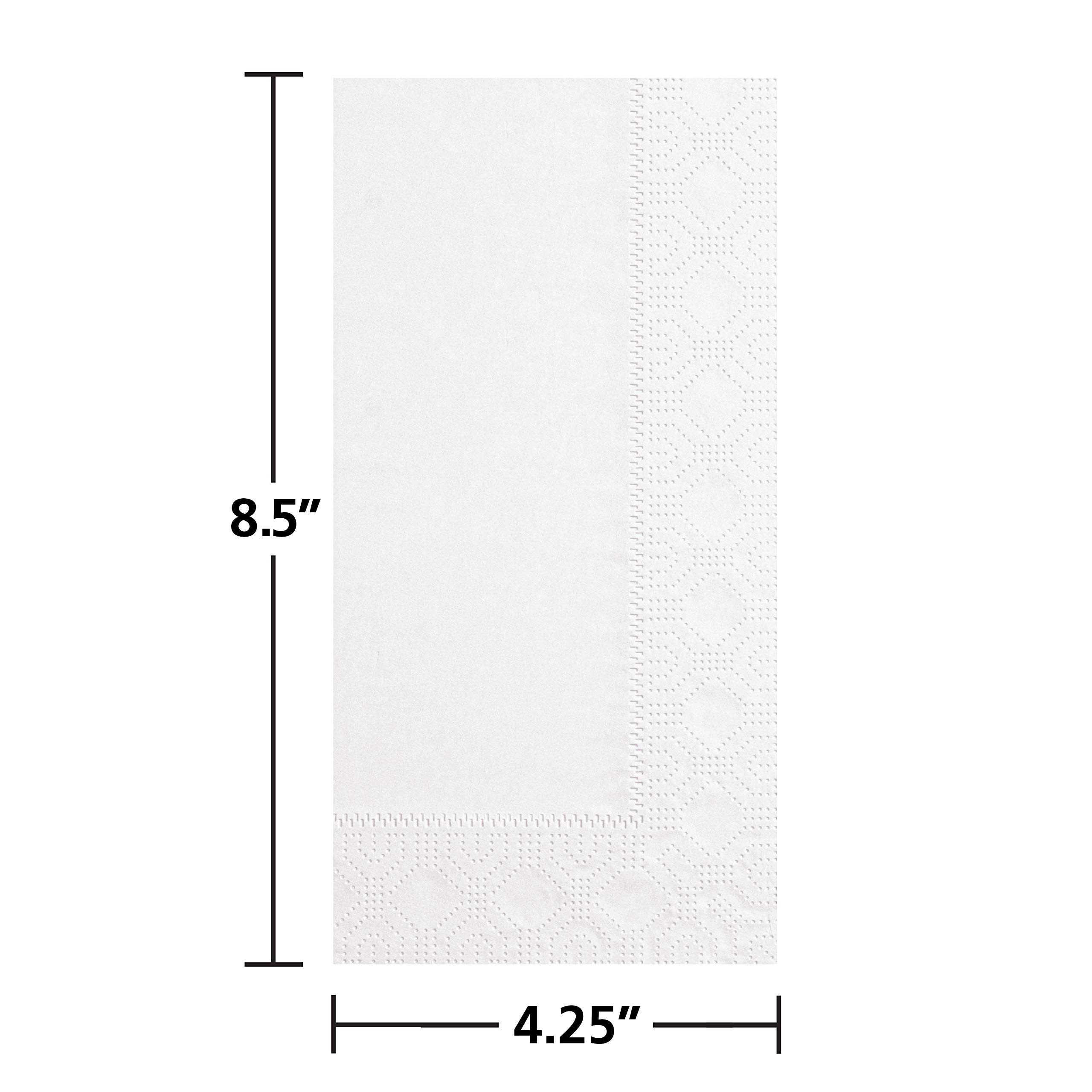 Hoffmaster 180700 Premium servilletas de papel, diseño de patrón en relieve, 3 capas, pliegue 1/8, 17 cm de largo x 17 cm ancho, color blanco (caja de 2000)