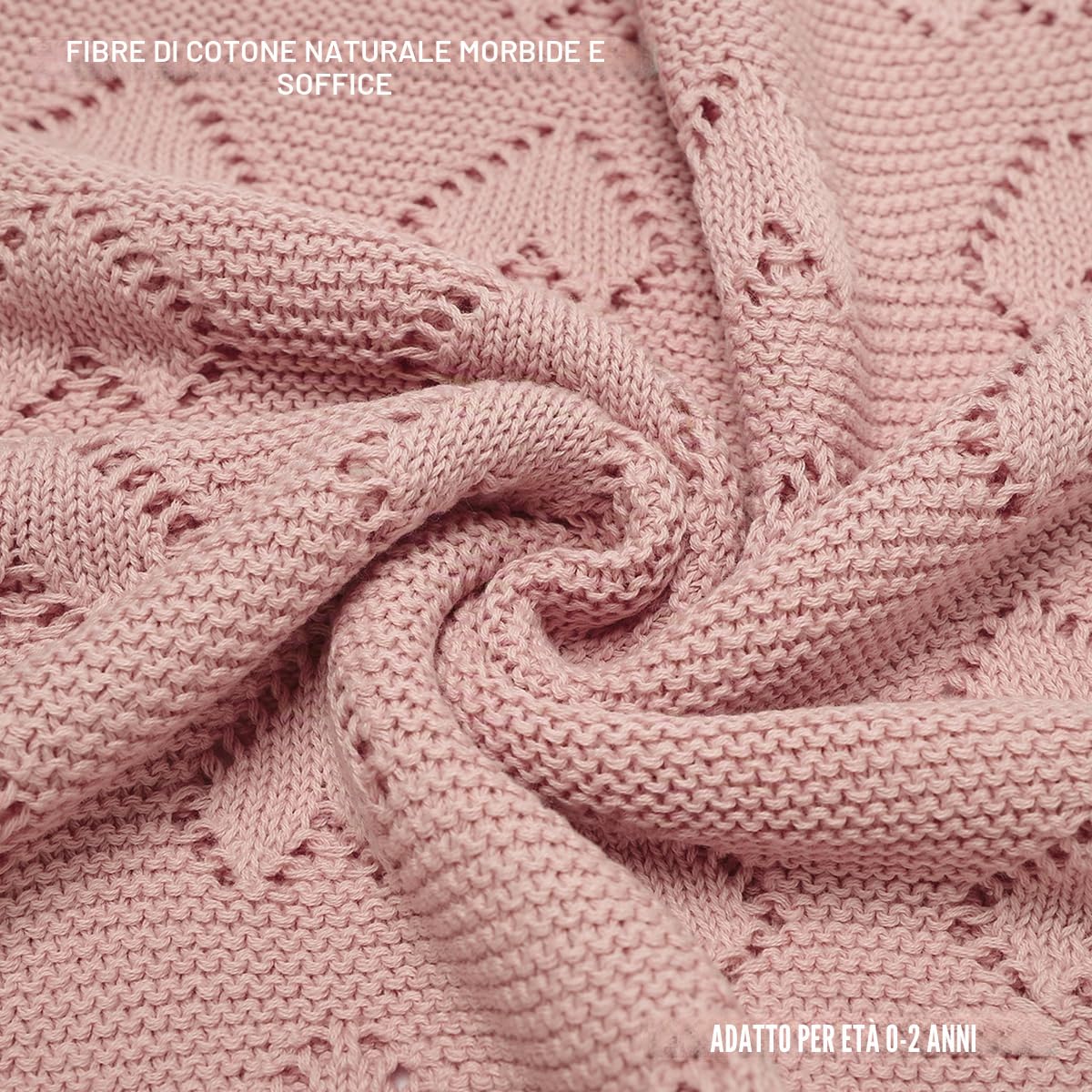 Coperta per Fasciatoio per Neonati Lavorata a Maglia in 100% Cotone di Lusso - Coperta Morbida e Accogliente per Passeggino per Culla Unisex per Neonati e Ragazze (Rosa)