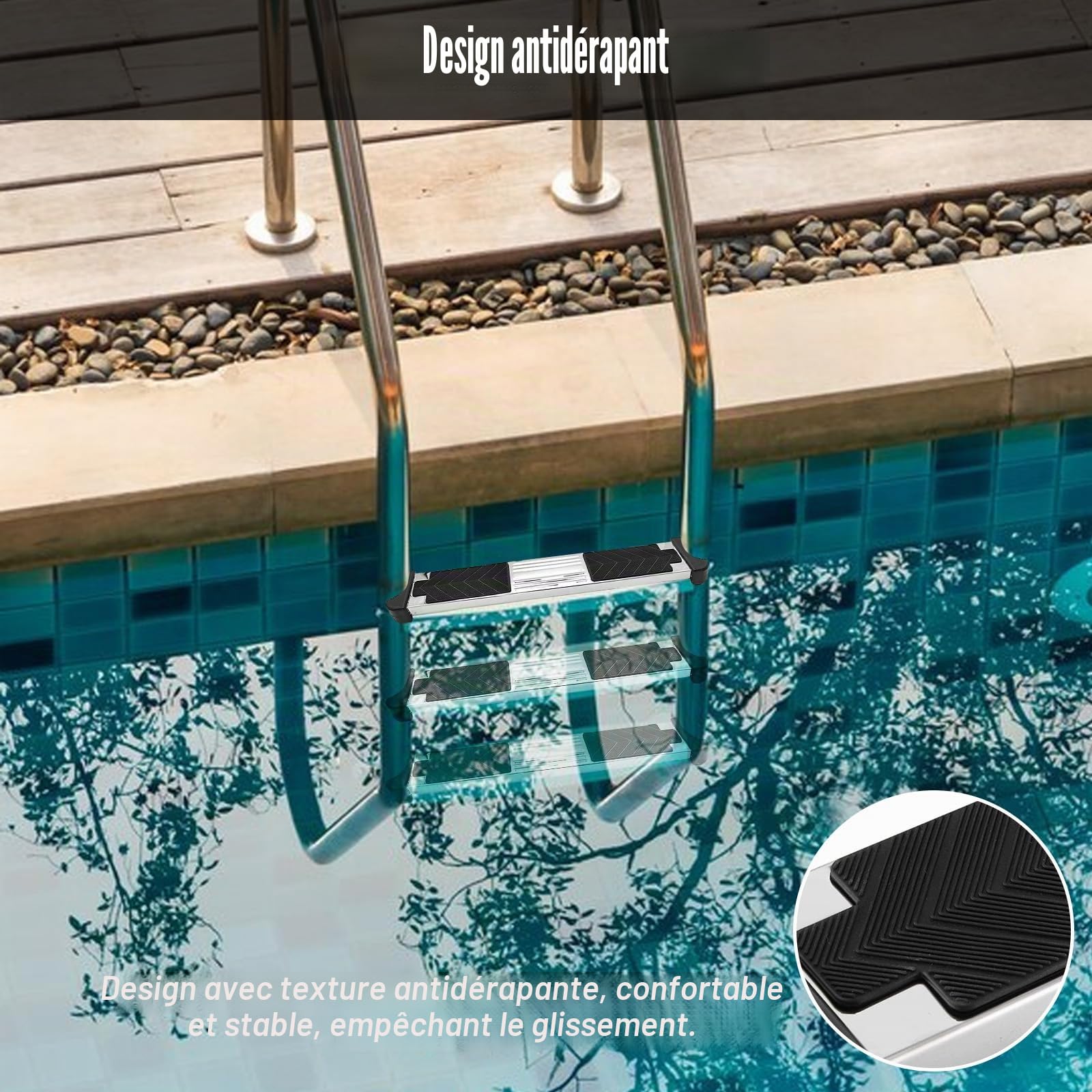 Marchepied de Rechange pour échelle de Piscine en Acier Inoxydable, Pédales D'échelle de Piscine avec Rembourrage en Caoutchouc Antidérapant et Vis, Pédale Antidérapante pour Piscine pour Piscines,Spa