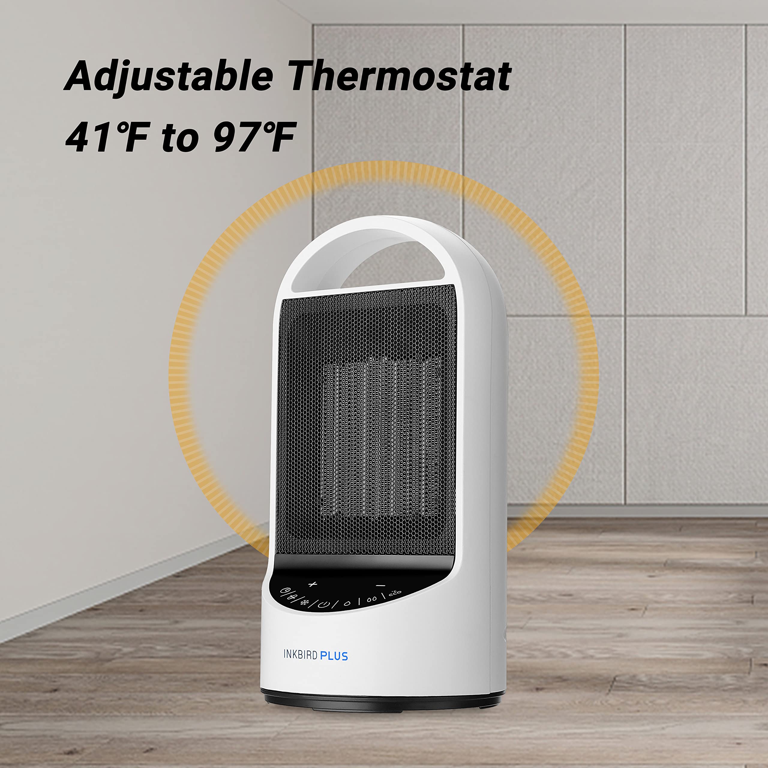 Calentadores eléctricos de 1500 W para uso en interiores con temporizador remoto y 3 modos, protección contra sobrecalentamiento y vuelco para oficina, dormitorio, calentador de espacio 4